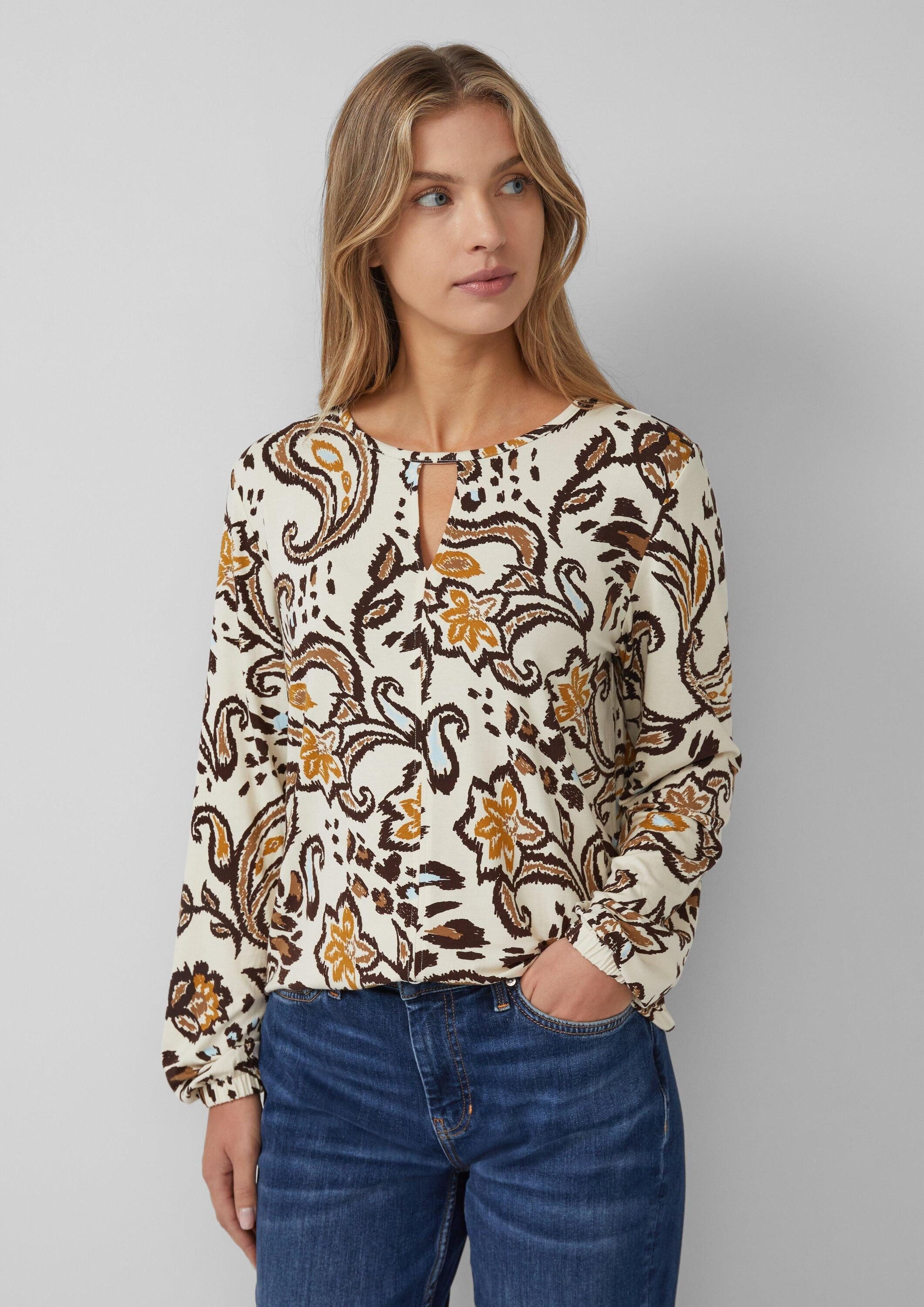 s.Oliver Langarmbluse T-Shirt Gemusterte Bluse im Relaxed Fit günstig online kaufen