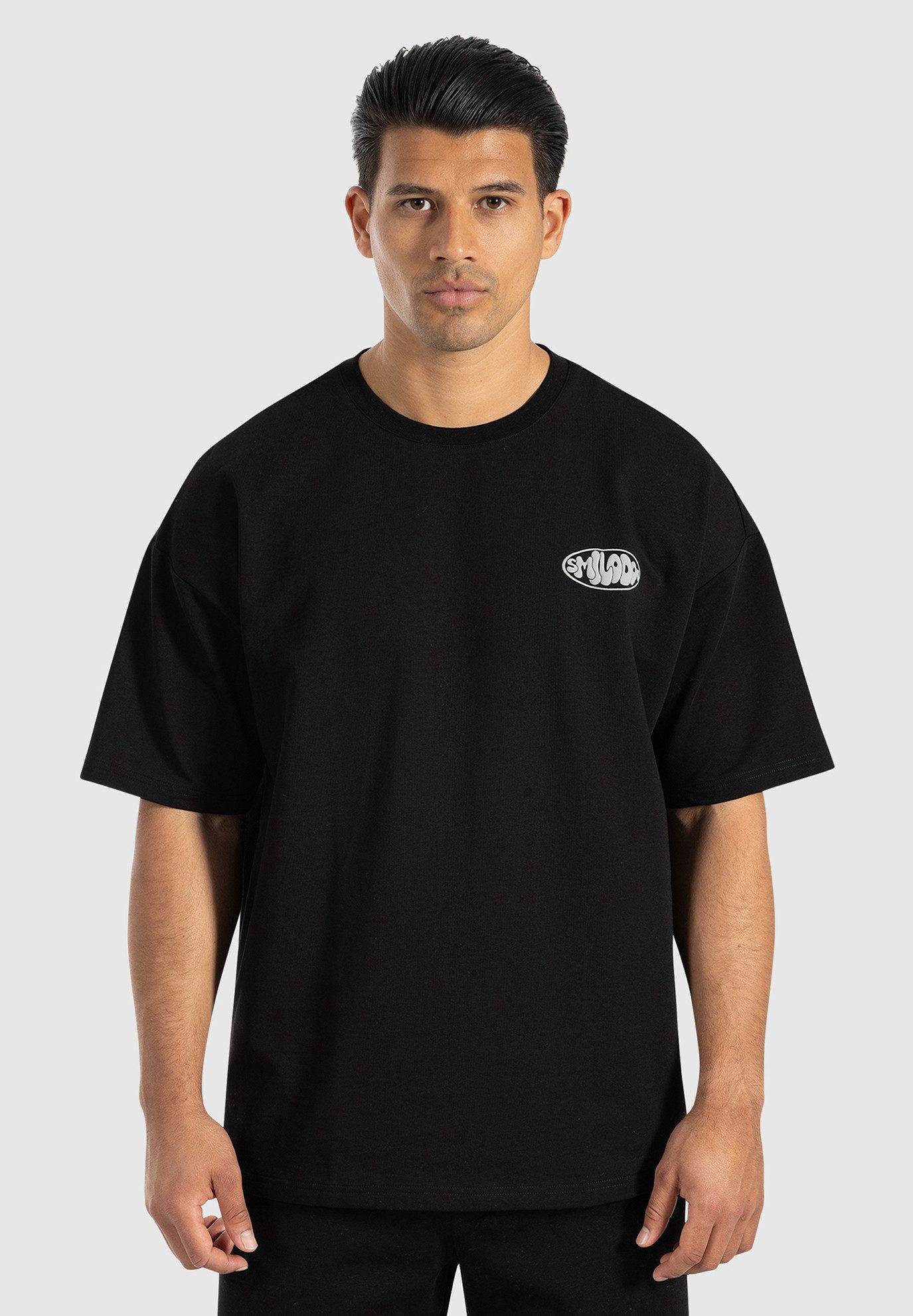 Smilodox T-Shirt Vlery, Oversized Kurzarm Shirt, Globus-Rückenprint & Locke günstig online kaufen