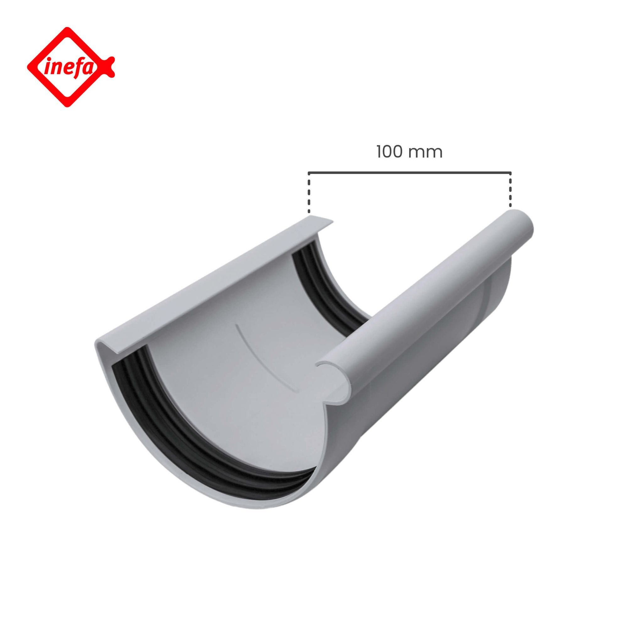 INEFA Dachrinne Rinnenverbinder halbrund, NW 100, Dachrinnenverbinder aus PVC-U Kunststoff, einfache Montage