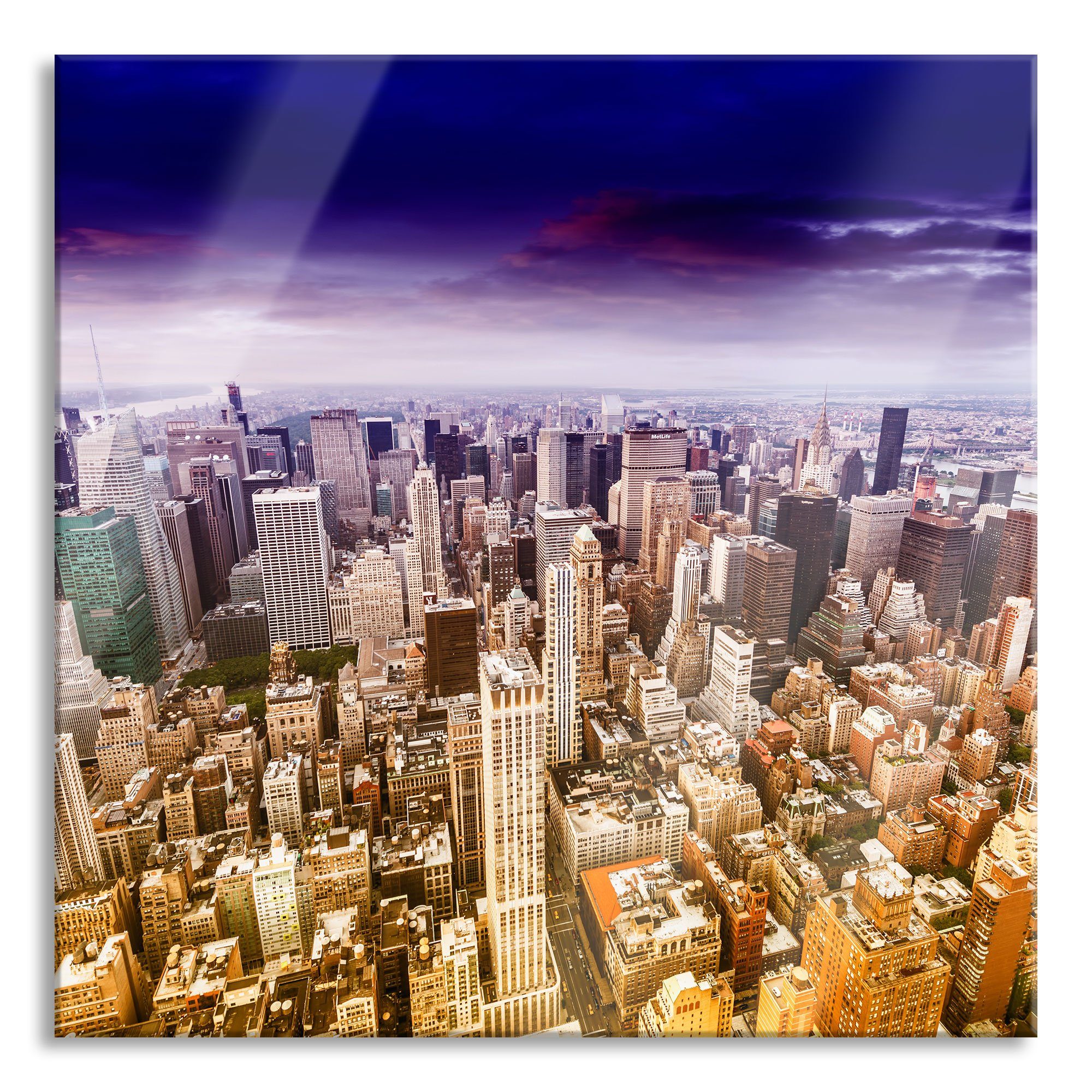 Pixxprint Glasbild Skyline New York, Skyline New York (1 St), Glasbild aus Echtglas, inkl. Aufhängungen und Abstandshalter