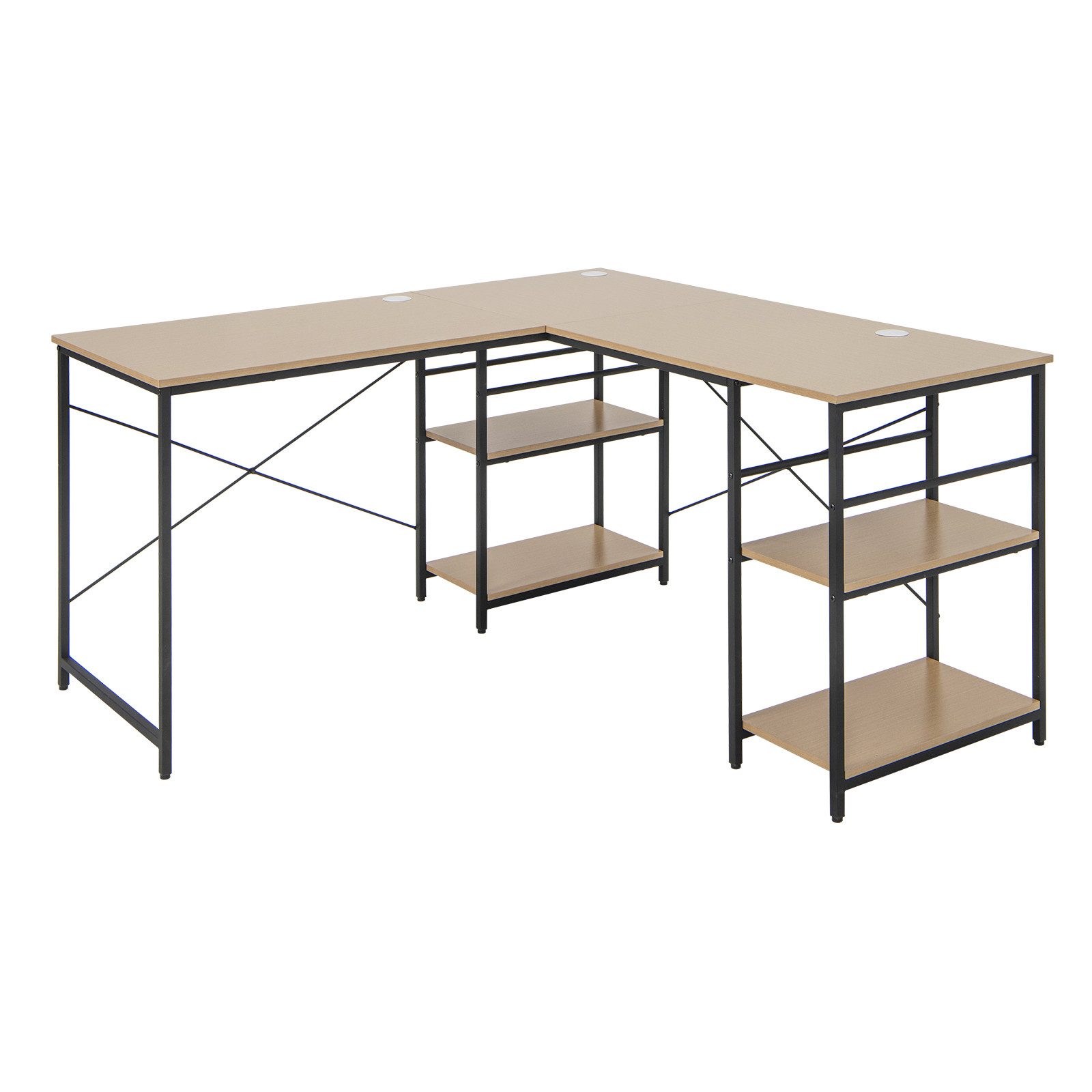 COSTWAY Eckschreibtisch, 2in1 Design, mit 4 günstig online kaufen