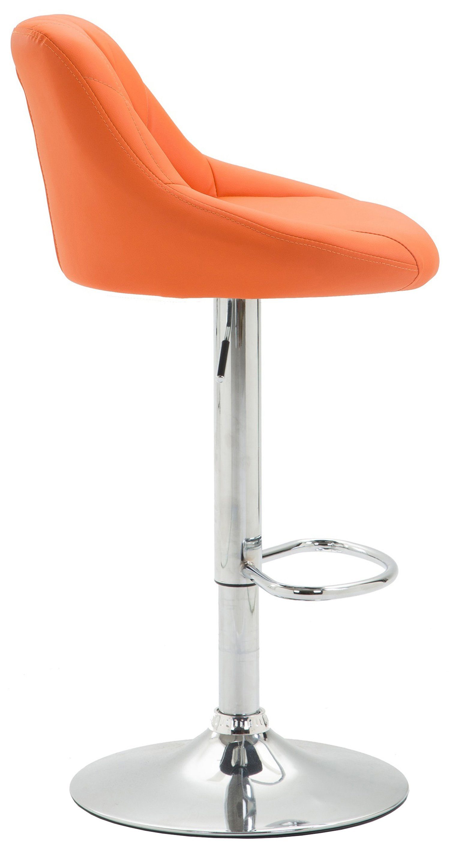 Sitzfläche: mit Fußstütze Theke Stahl für - - Barstuhl Lazius, Kunstleder höhenverstellbar Hocker & Barhocker Küche und Rückenlehne - 360° Orange drehbar TPFLiving Tresenhocker verchromter - -