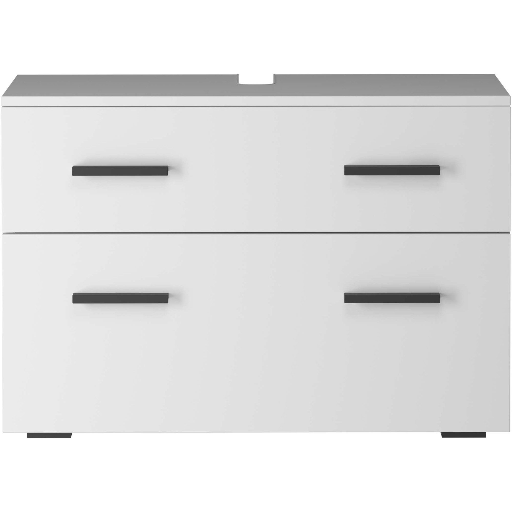 INOSIGN Waschbeckenunterschrank Skara mit Klappe und Schubkasten, schwarze Griffe, Breite 80 cm, Höhe 55 cm
