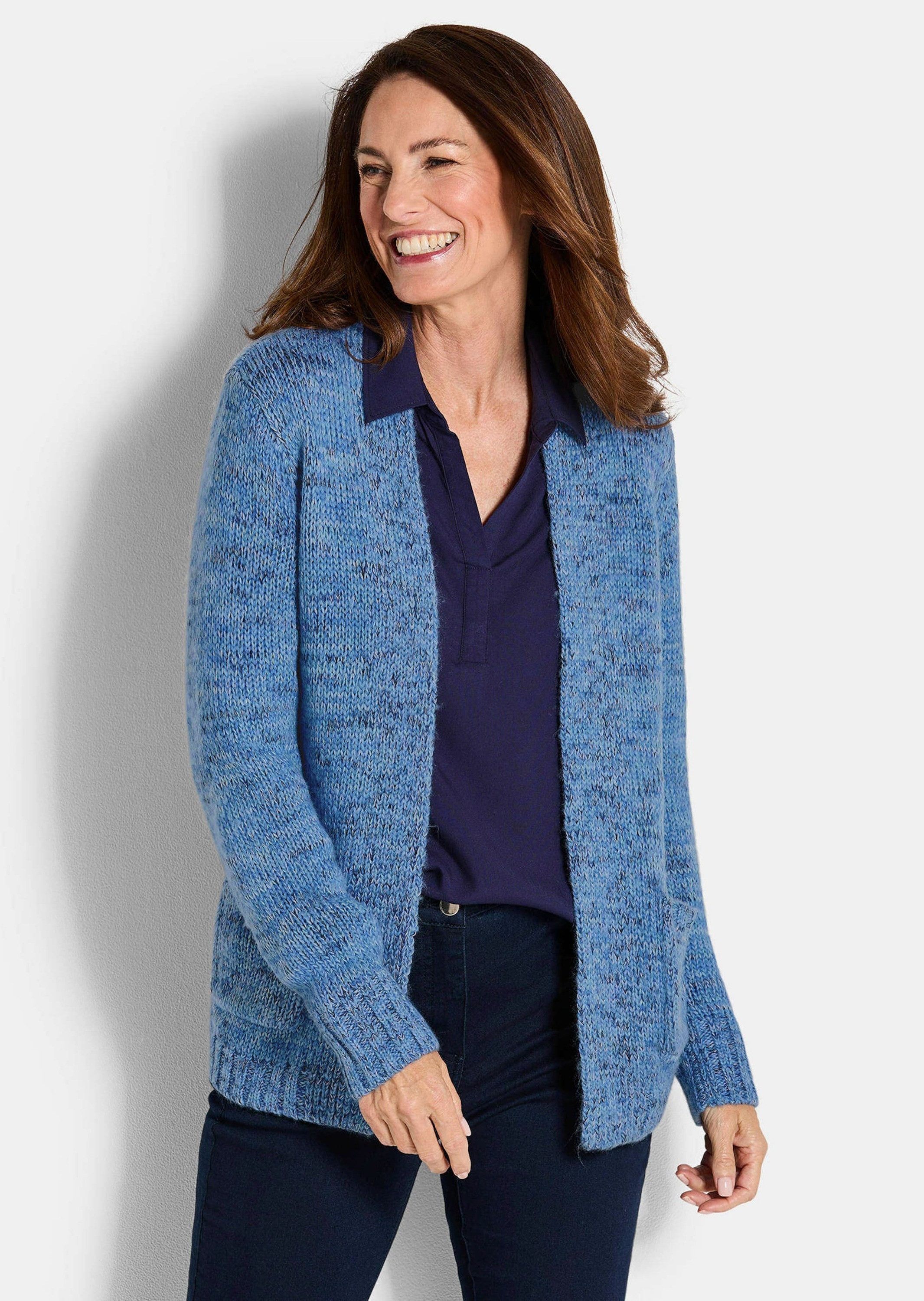 GOLDNER Strickjacke Langarm Melange-Cardigan, flauschig Weiche Jacke mit Ta günstig online kaufen