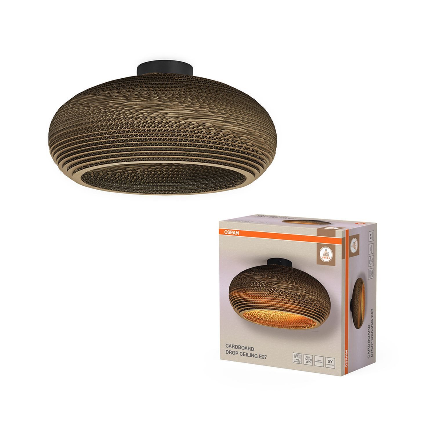 Licht-Erlebnisse Deckenleuchte GERA, ohne Leuchtmittel, Ø 40 cm rund E27 Modern