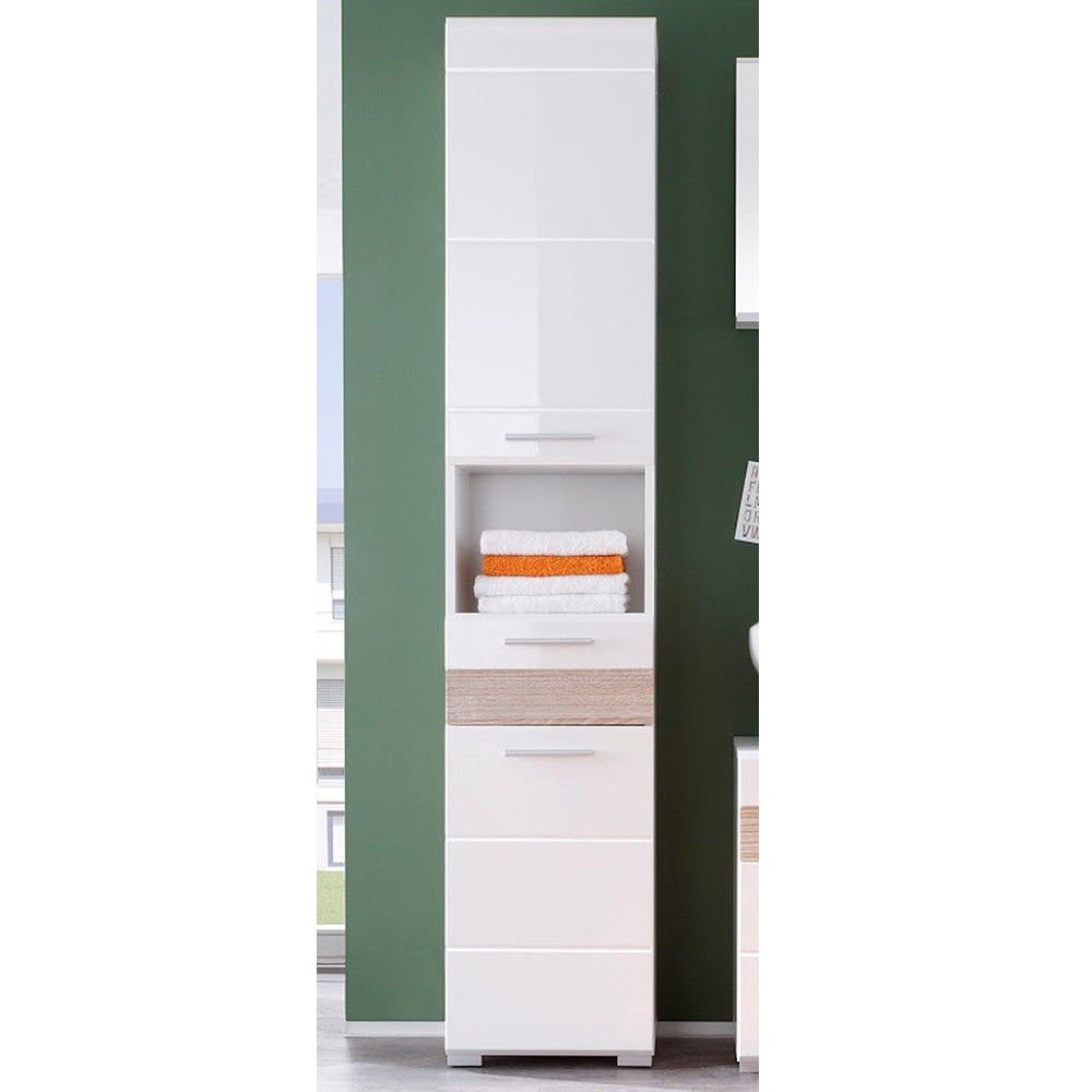 trendteam Hochschrank Mezzo Badezimmerschrank Standschrank Badschrank Highboard