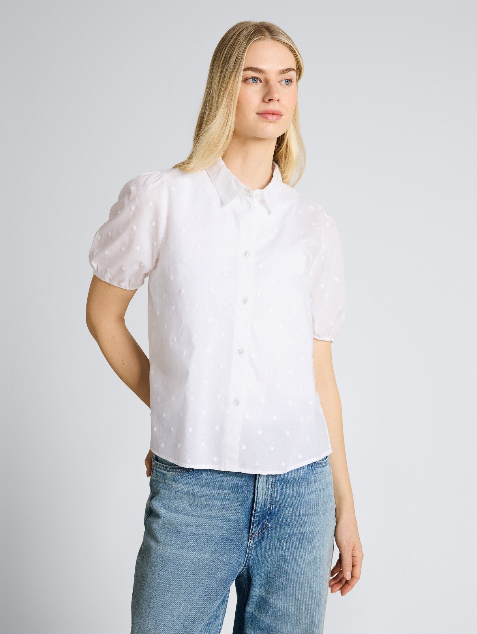 TOM TAILOR Denim Kurzarmbluse Blusen & Shirts Bluse mit Stickerei
