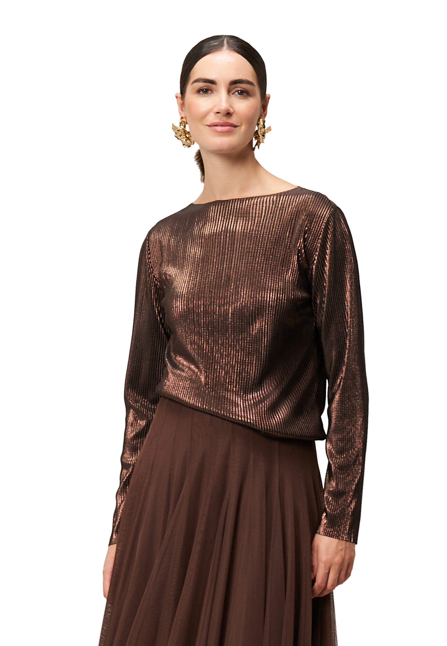 Kurzarmshirt Damen strukturiert