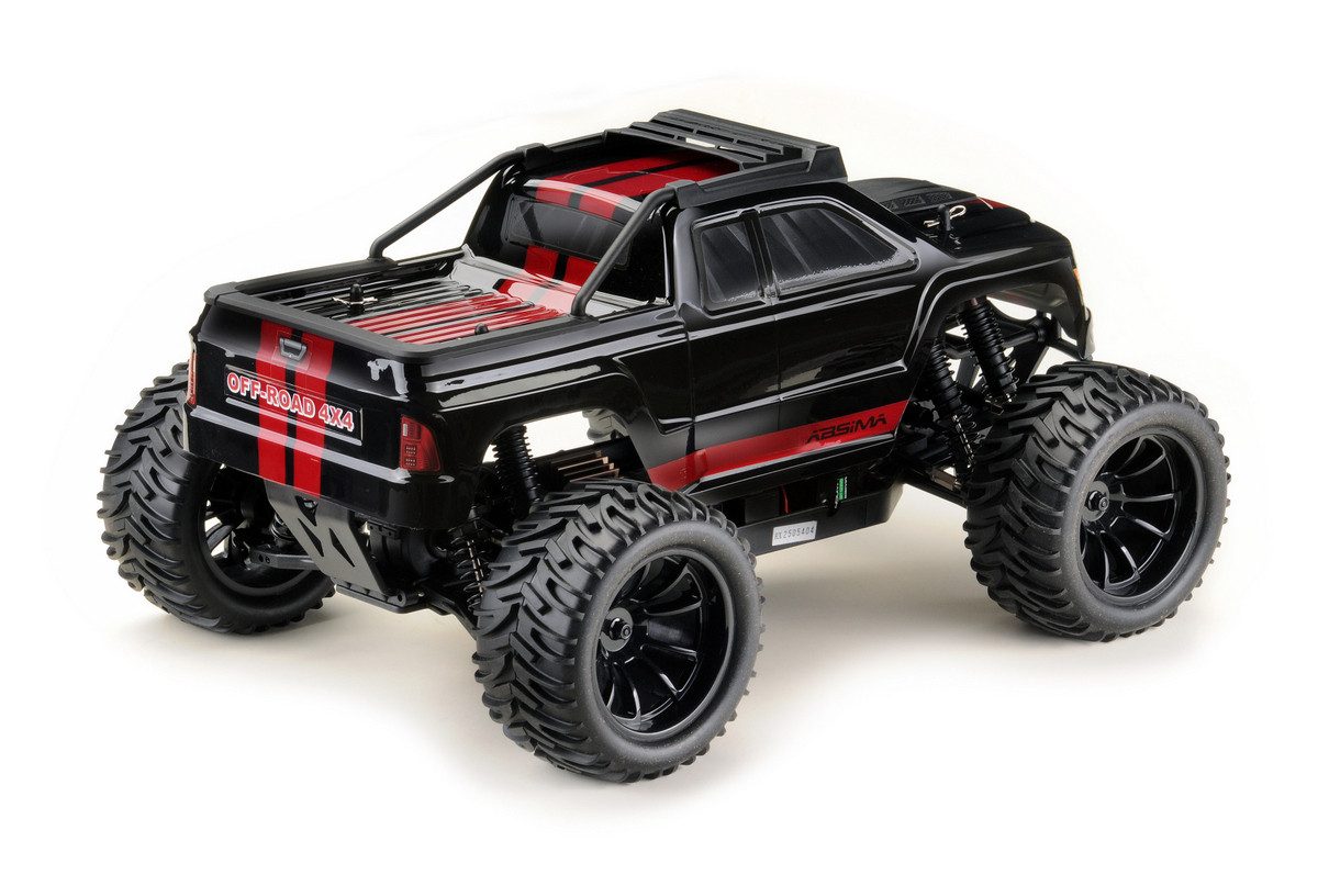 Absima RC-Auto 1:10 Green Power Elektro Modellauto Racing Monster Truck AMT3.4 V2 (Allrad, fertig aufgebaut), mit LED Licht und 2,4GHz Fernsteuerung