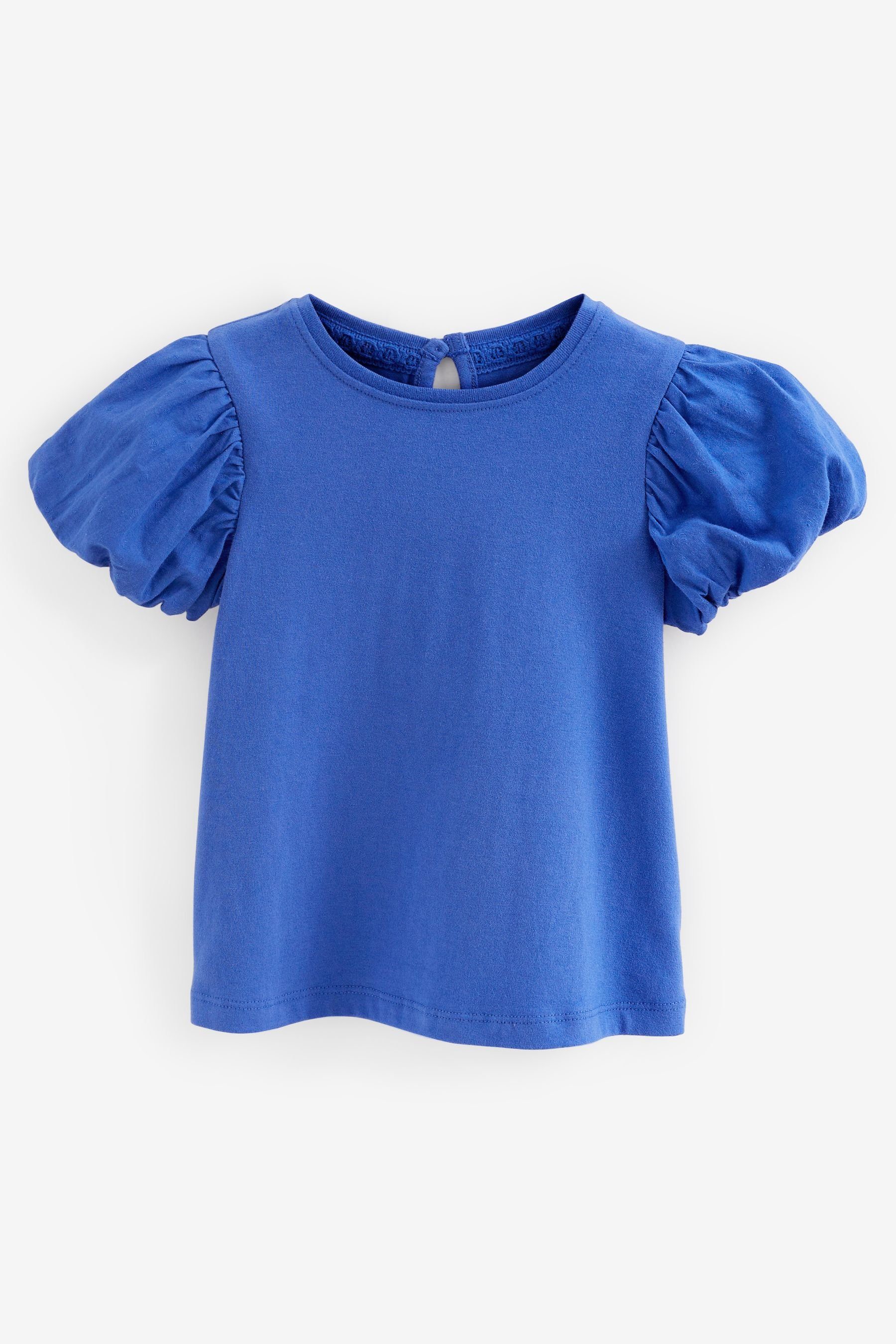Next T-Shirt T-Shirt aus Baumwolle mit Puffärmeln (1-tlg) Cobalt Blue