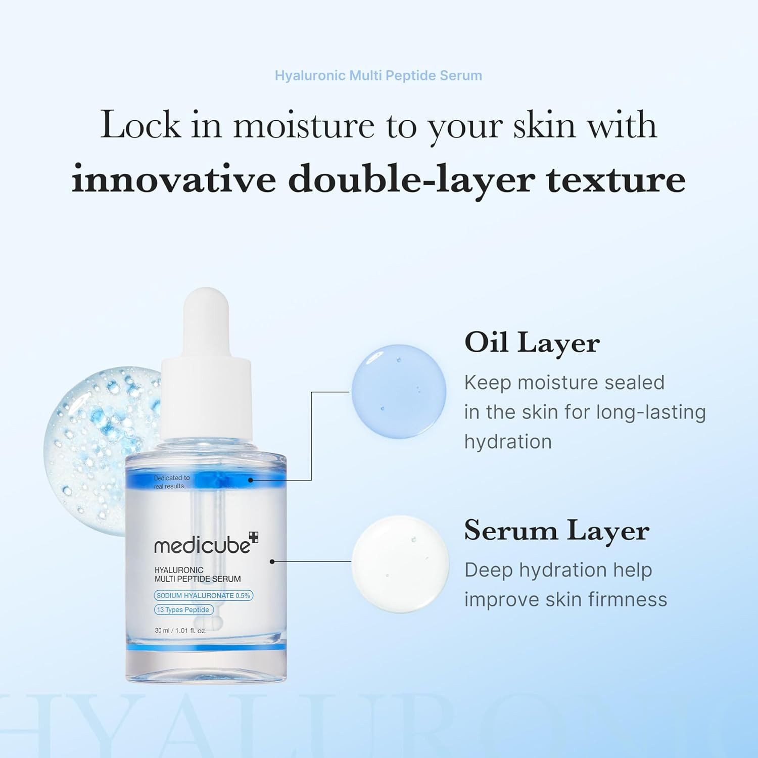 Medicube Gesichtsserum Hyaluronic Multi Peptide Serum 30 ml – intensive Hydration mit hochreiner Hyaluronsäure, PDRN und 13 Peptiden – K-Beauty Anti-Age Pflege, für glattere, prallere Haut – mit Niacinamide