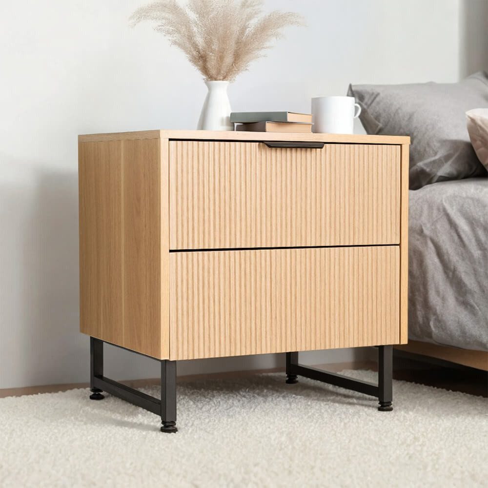 HOME DELUXE Nachttisch NYLA Lamellenfronten, Bettkommode, Beistelltisch für günstig online kaufen