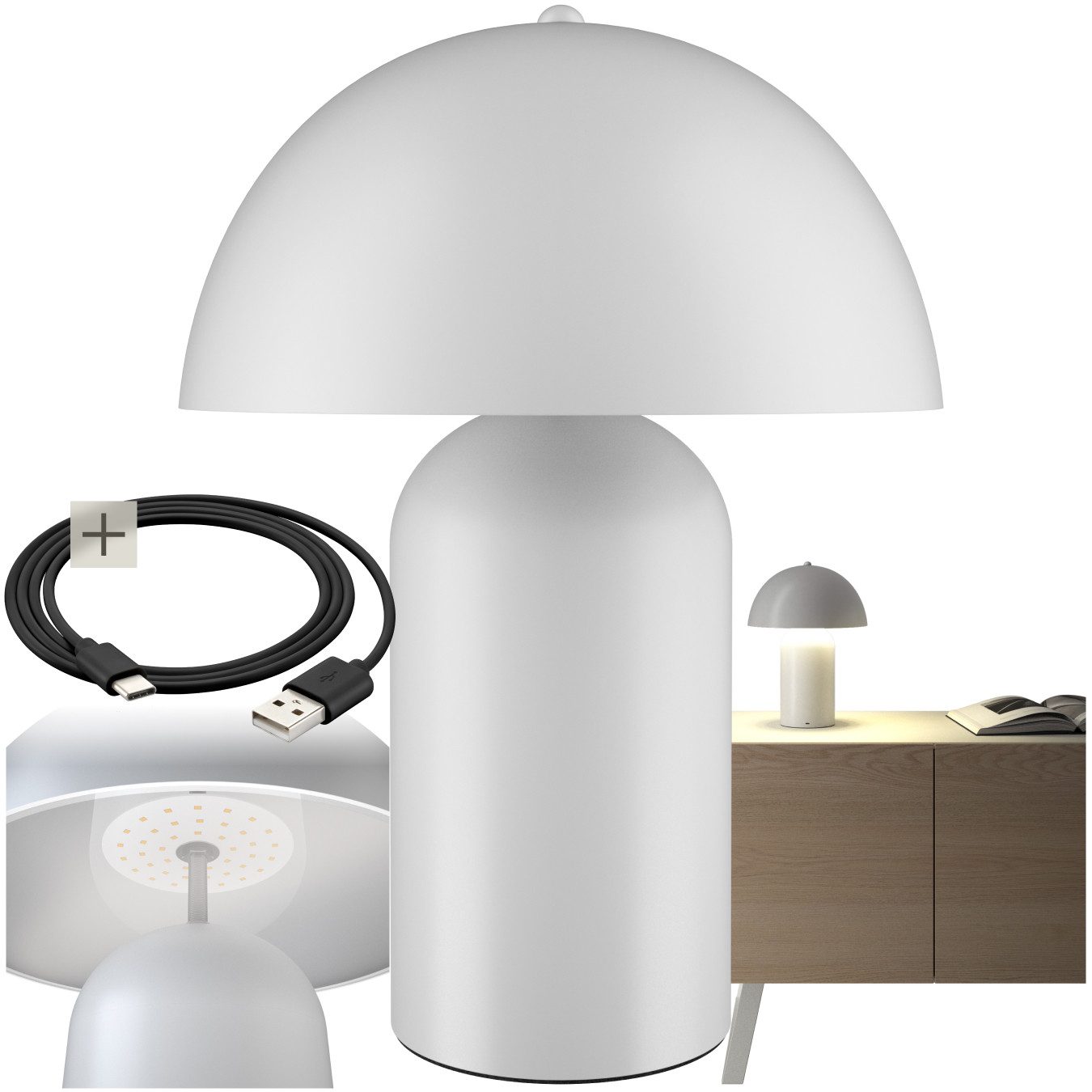 tectake Schreibtischlampe Akku-Tischlampe, Kleine Retro-Tischleuchte im günstig online kaufen