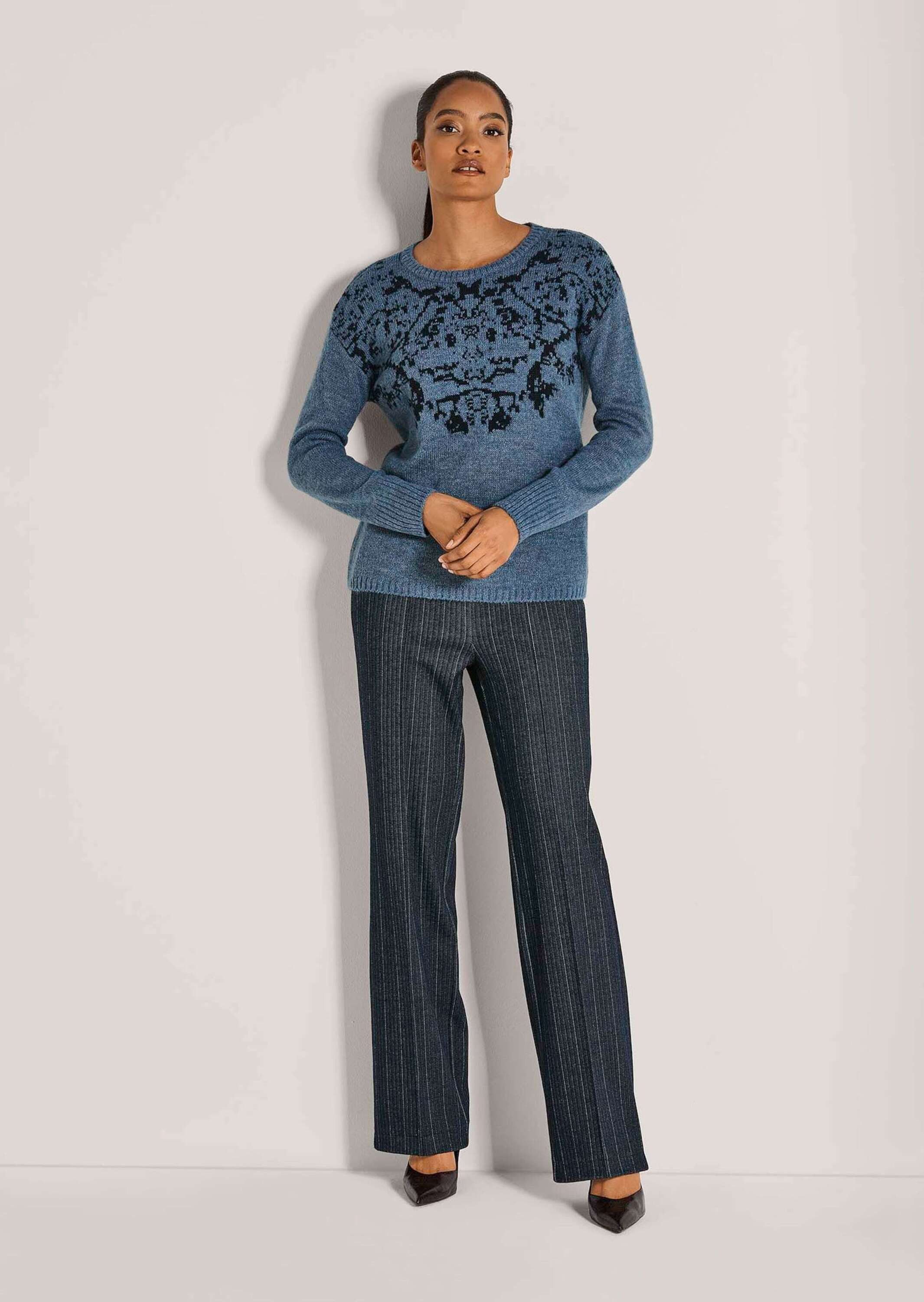 MADELEINE Strickpullover Eleganter Jacquard-Pullover mit Rundhals Winterpul günstig online kaufen