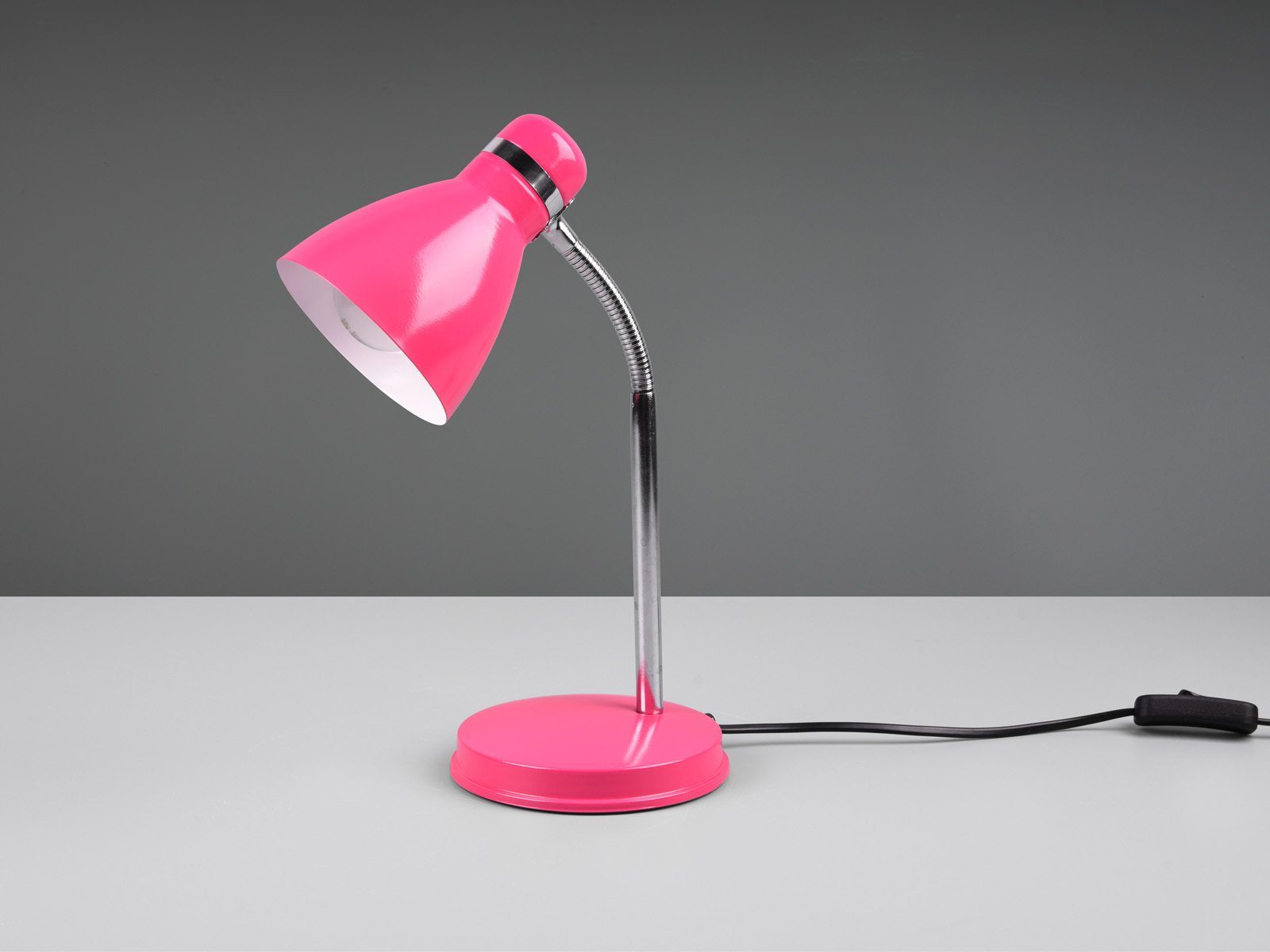 Schreibtischbeleuchtung LED & Chrom-Pink 33cm LED wechselbar, Leselampe Schreibtischlampe, H Arbeitsplatz-leuchte meineWunschleuchte Pink, Warmweiß,