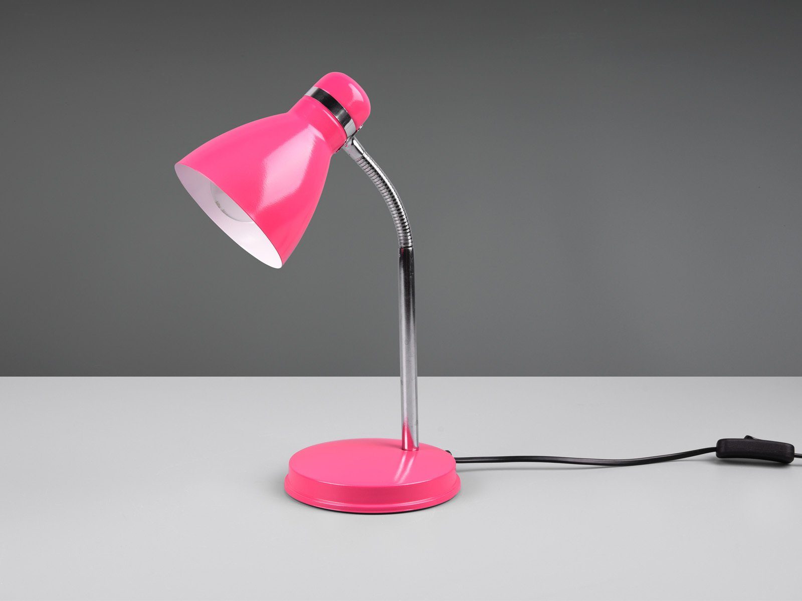 Pink, Leselampe & LED meineWunschleuchte Chrom-Pink LED Arbeitsplatz-leuchte Warmweiß, 33cm wechselbar, Schreibtischlampe, H Schreibtischbeleuchtung