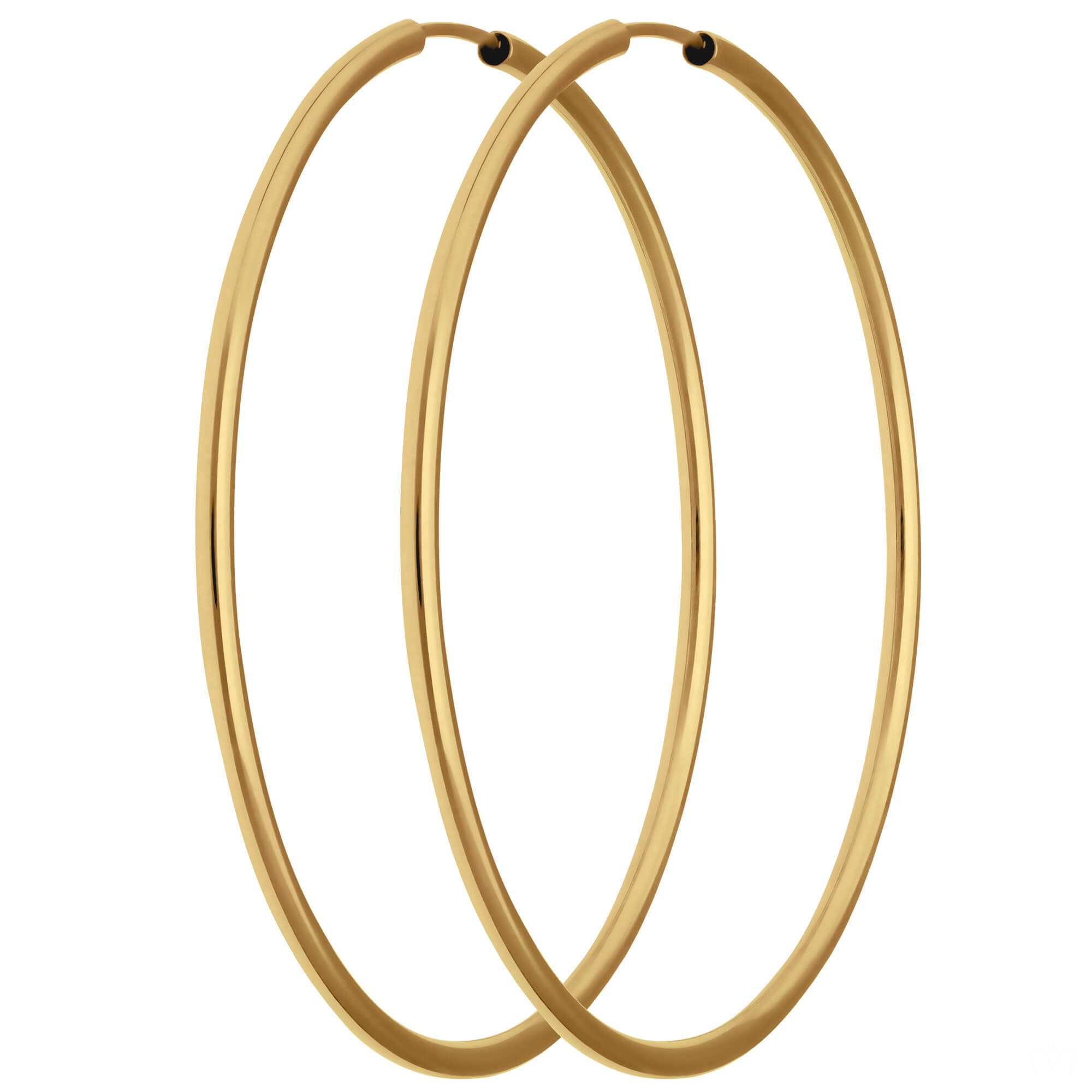 Schmuck Krone Paar Creolen Paar Ohrringe Creolen rund schlicht aus 333 Gelbgold 48x2mm, Gold 333 – Bild 2 von 3
