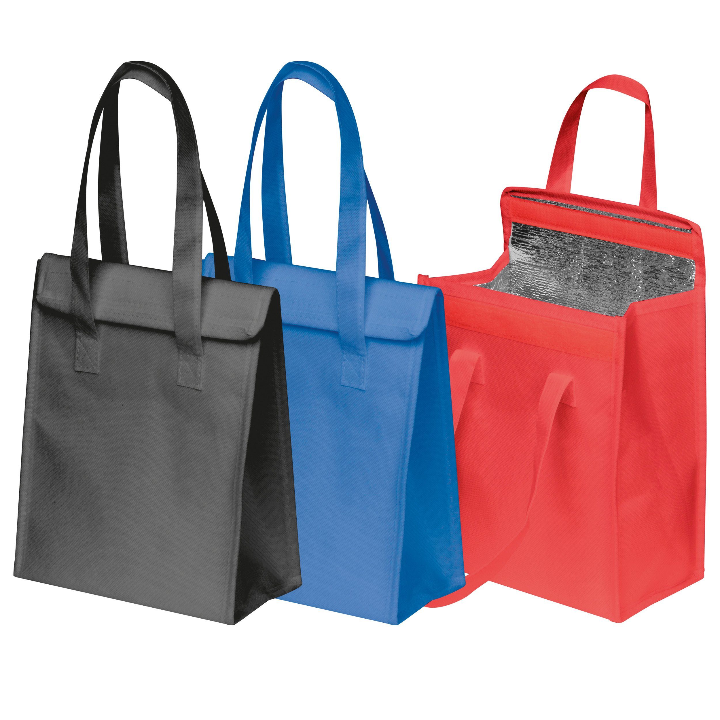 Easy Gifts Kühltasche 3x Kühltasche mit Klettverschluss / Farbe: je 1x schwarz, blau und rot