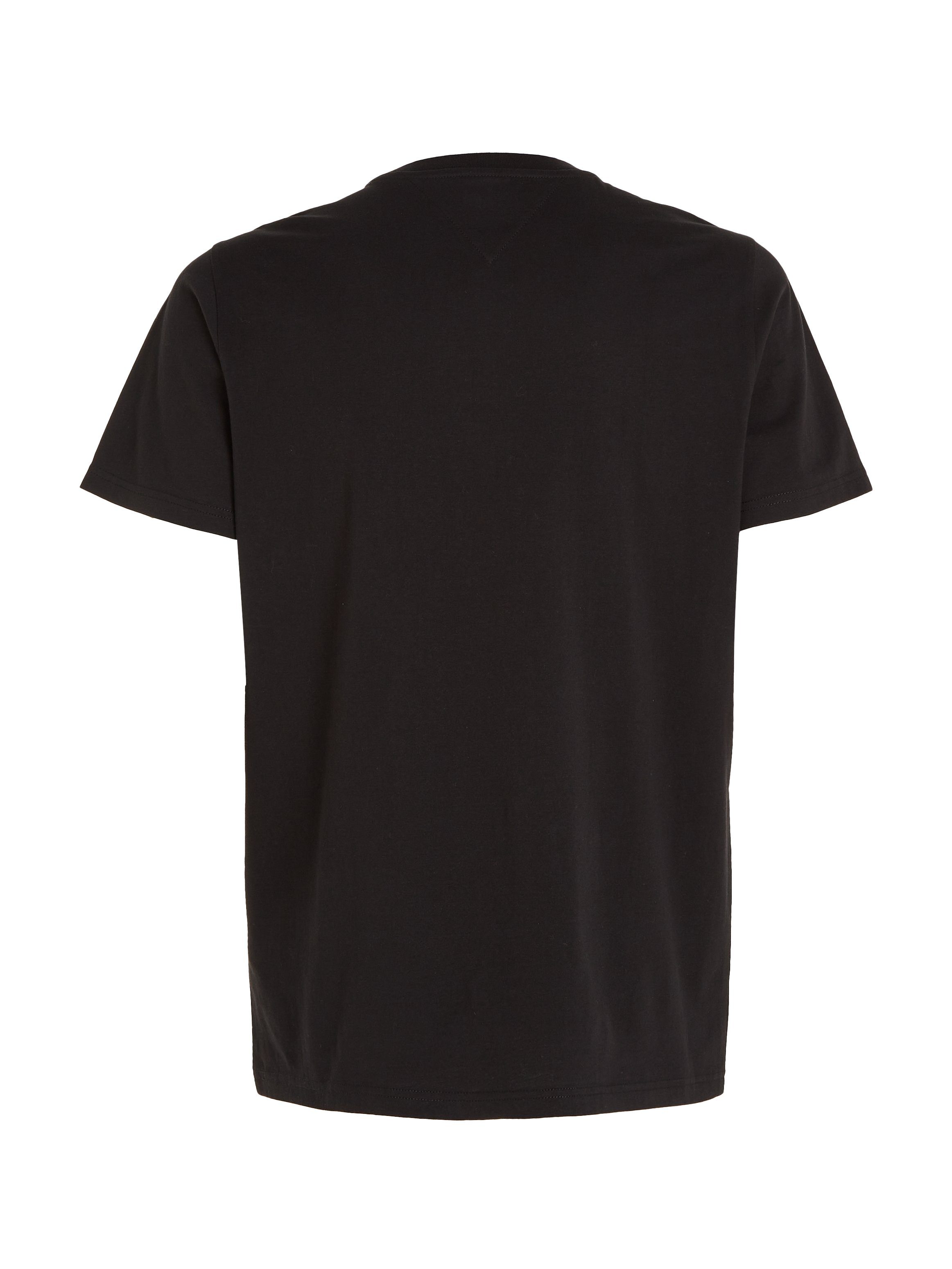 Tommy Brust Black T-Shirt ESSENTIAL auf Jeans mit TJM TOMMY Druck großem Tommy SLIM der TEE