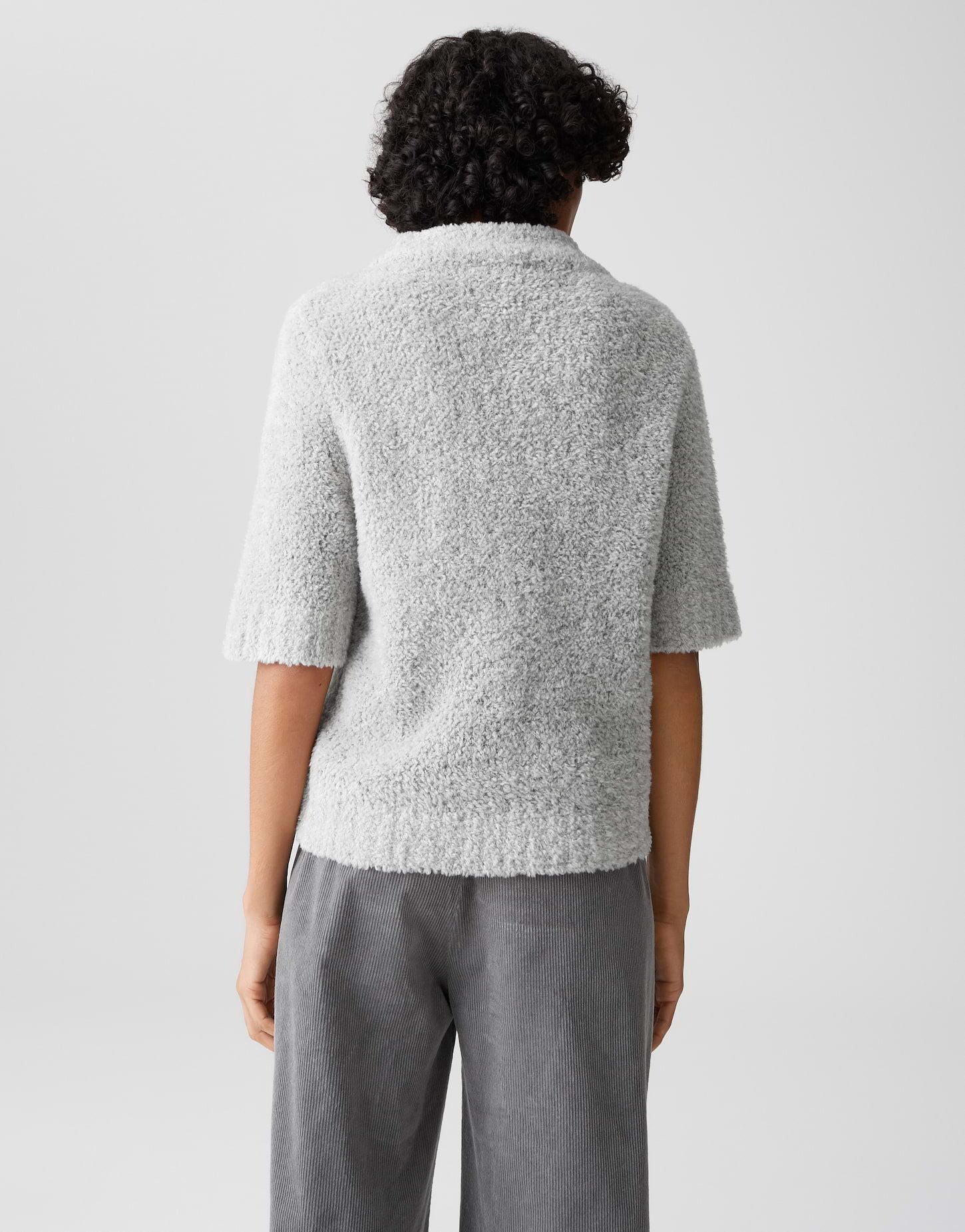 OPUS Kurzarmpullover PUNES Slim Fit mit Bouclégarn schmale Passform, weicher Griff, wärmend