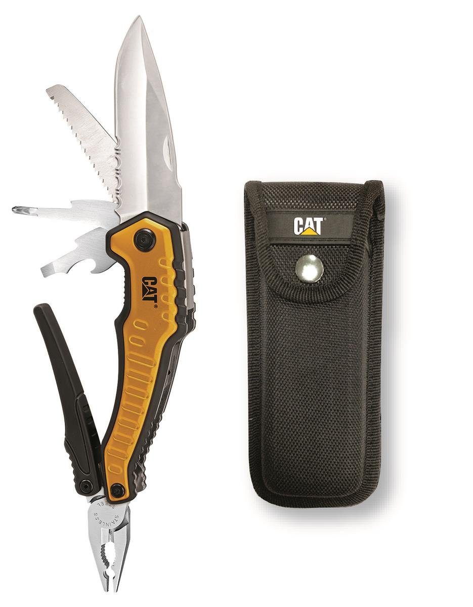 CATERPILLAR Taschenmesser 9 in 1 XL Multifunktions-Werkzeug mit Gürteltasche, 9 in 1 Multifunktionswerkzeug mit Aufbewahrungstasche, Multitool