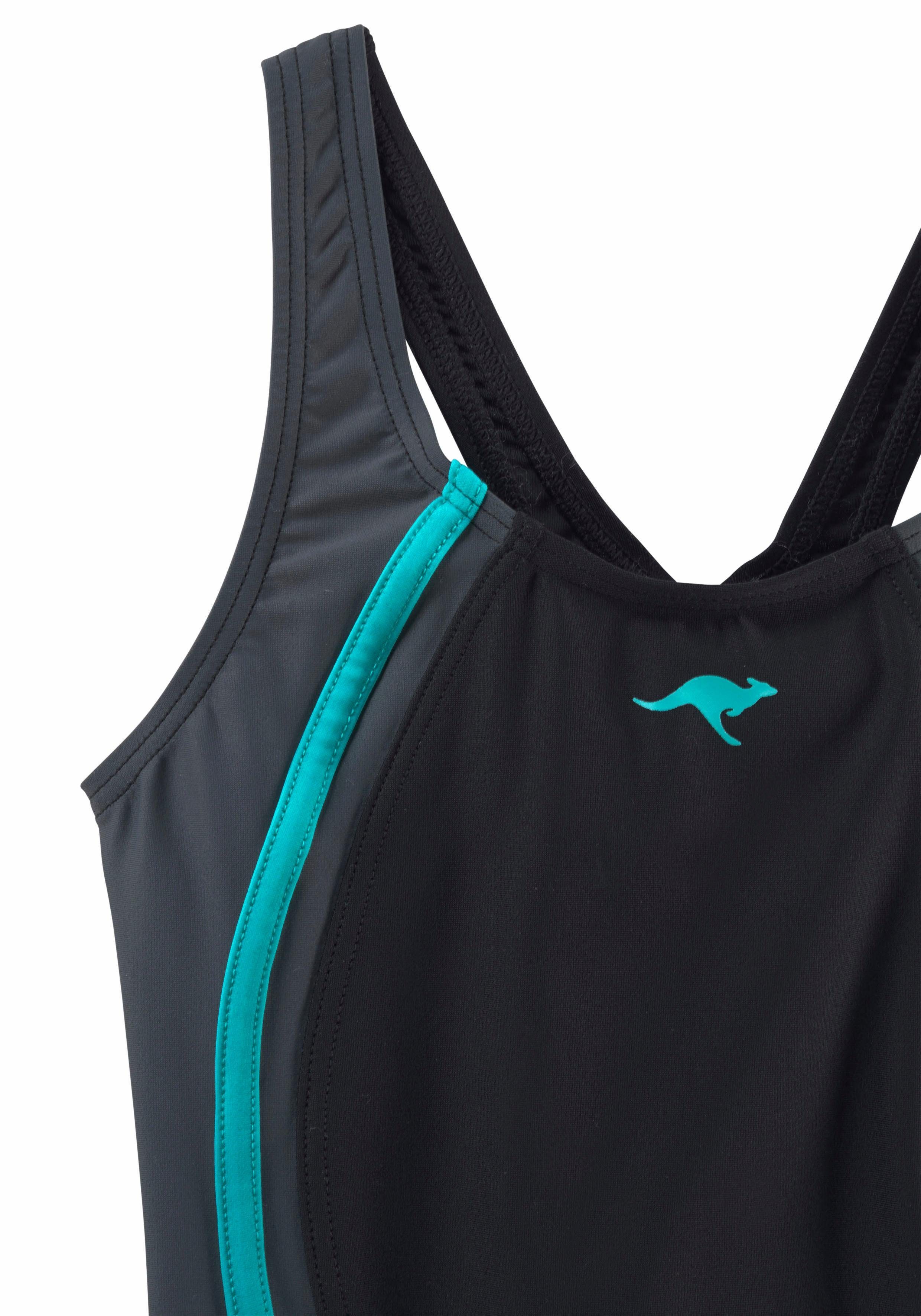 KangaROOS Badeanzug sportiver Stil, mit Kontrastnähten, Marken-Logo-Print