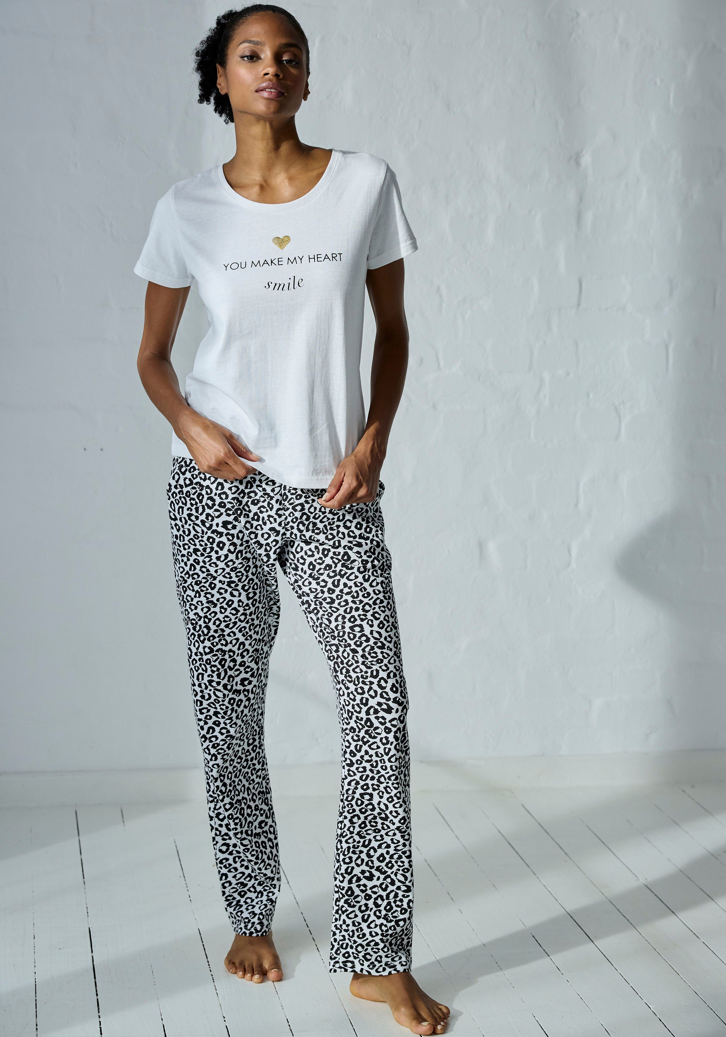 Vivance Dreams by Lascana Pyjamahose mit Schwarz-Weiß-Druck