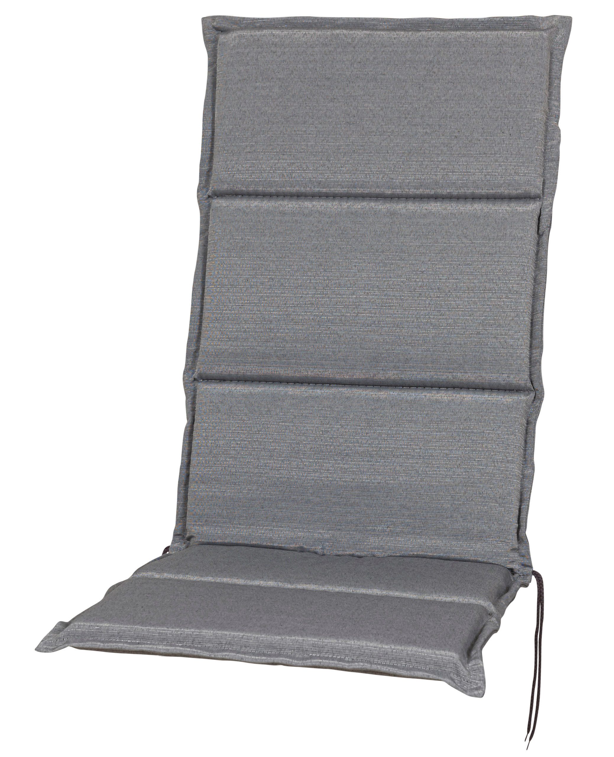Sun Garden Hochlehnerauflage Hochlehner Elba 50318-712 hellgrau 121x50x4 cm Sun Garden, (1 St), Halteband verstellbar mit Bindebändern