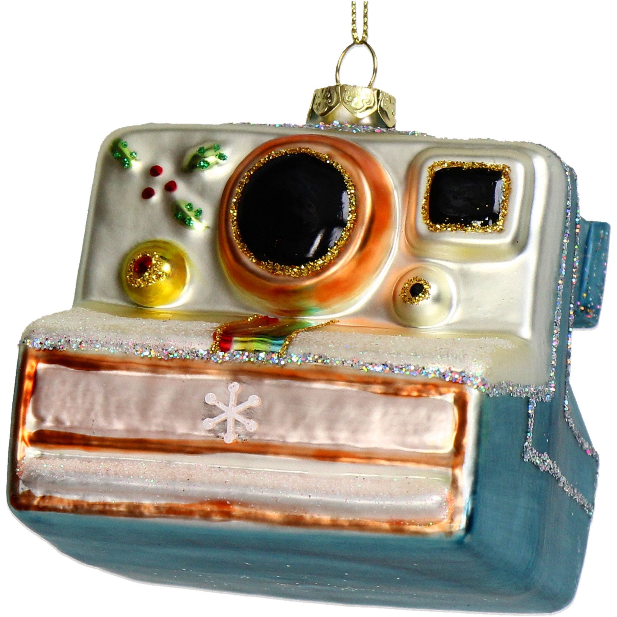 HD Collection Christbaumschmuck, Christbaumschmuck 8,3cm Glas Fotoapparat Figur Blau