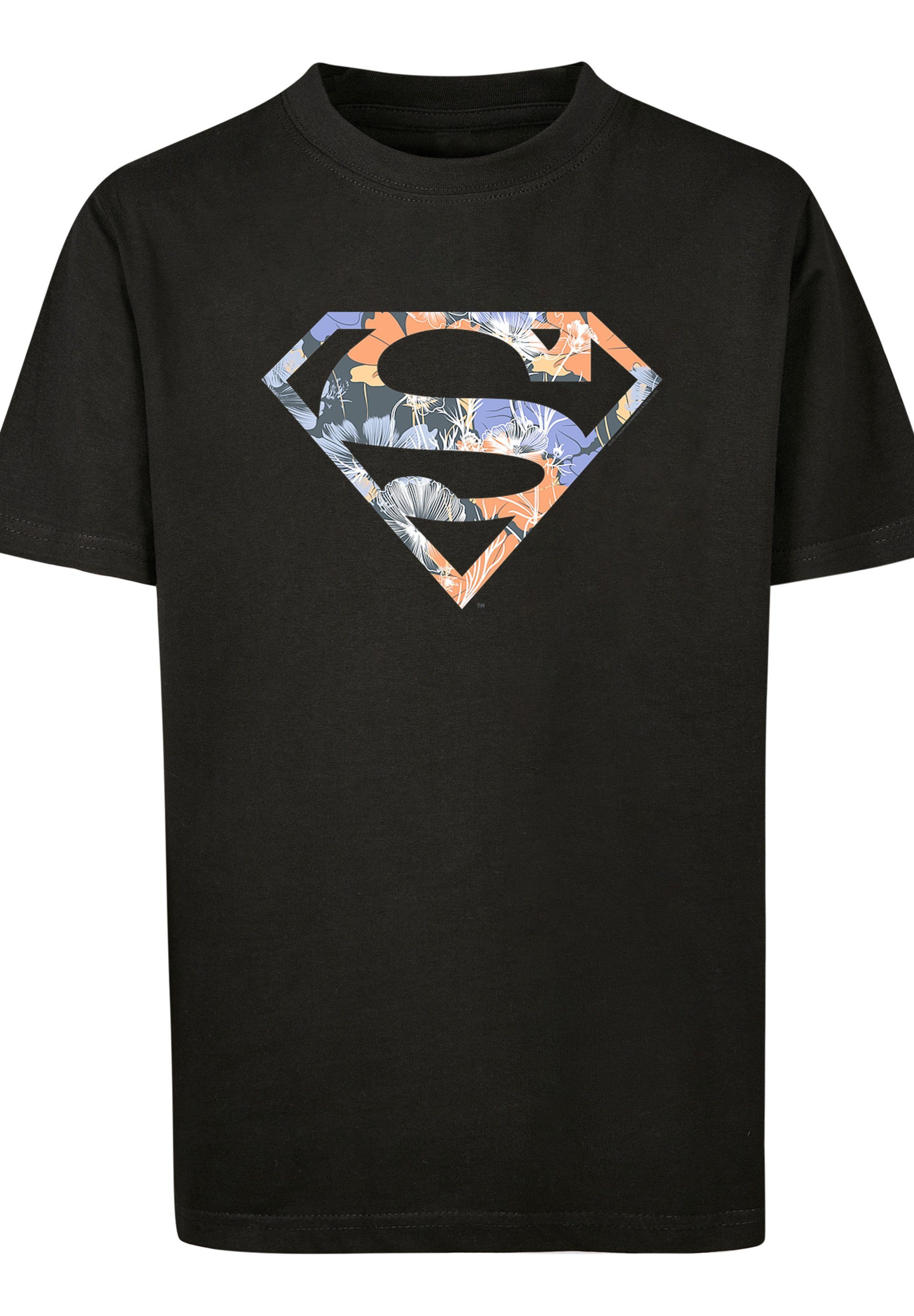 Merch,Jungen,Mädchen,Bedruckt Superman DC F4NT4STIC T-Shirt Superheld Unisex schwarz Comics T-Shirt Logo Kinder,Premium Floral