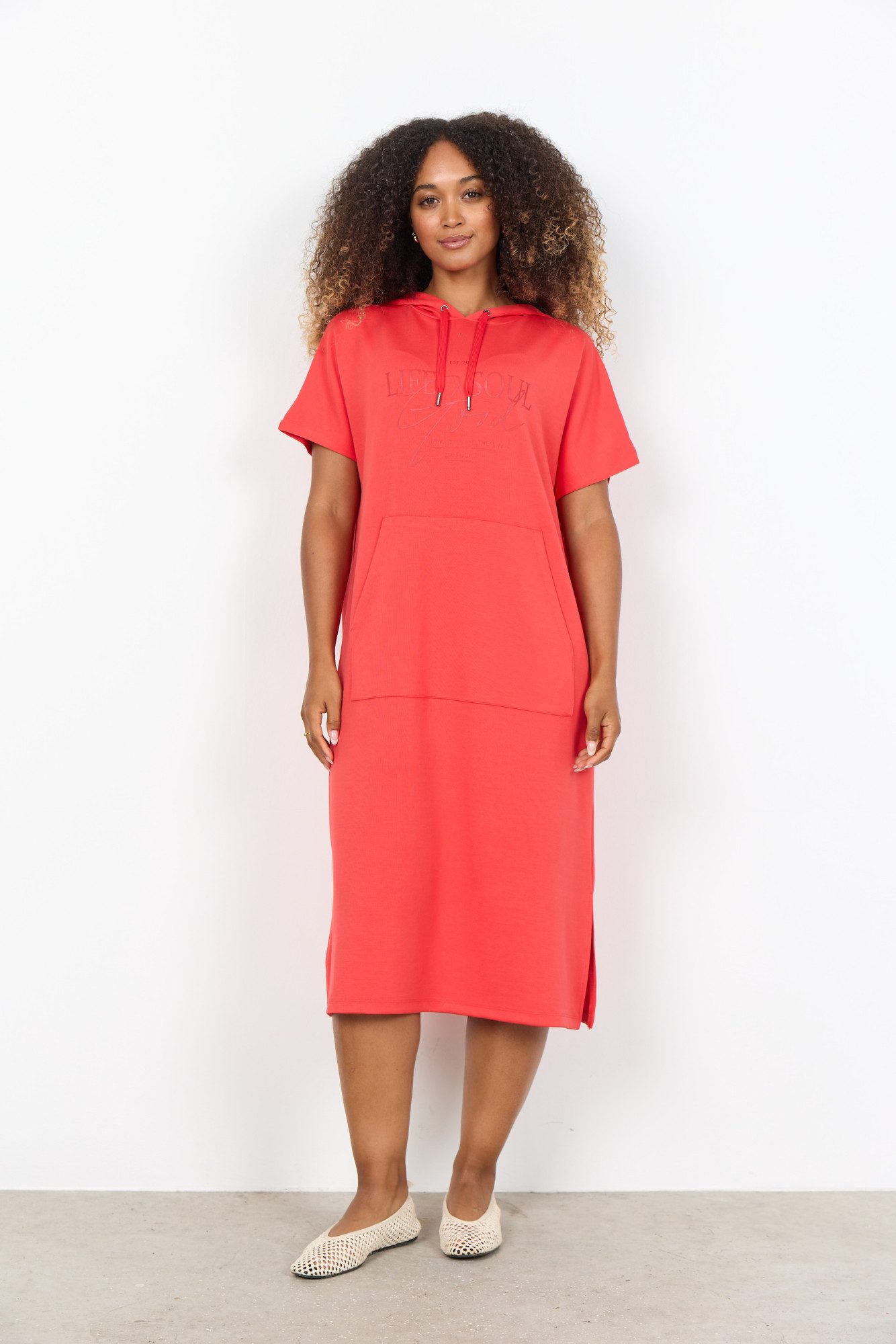 soyaconcept Shirtkleid SC-BANU 302 Materialmix mit Stretch, Kapuze