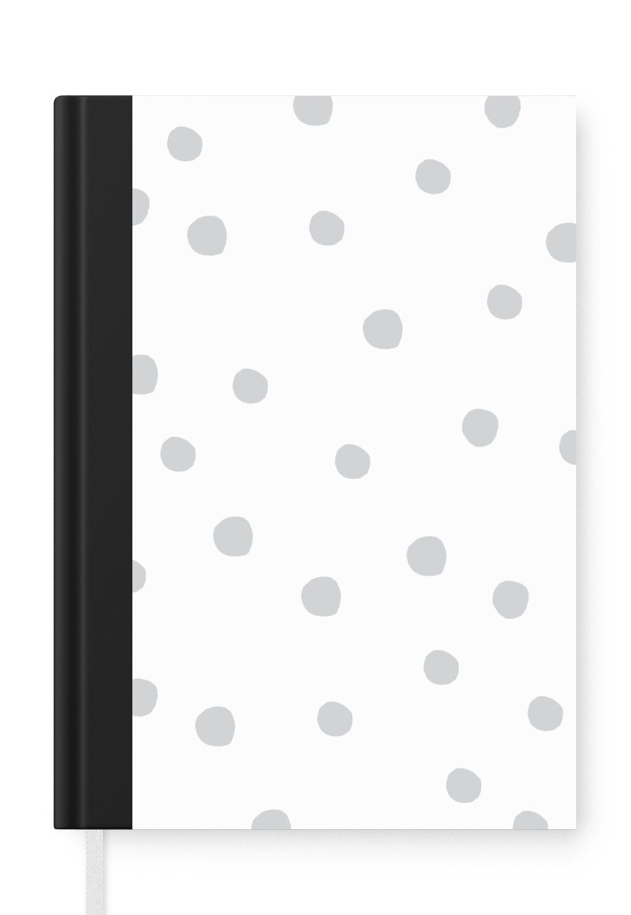 MuchoWow Notizbuch Illustration eines Musters mit hellgrauen Punkten auf weißem, Journal, Merkzettel, Tagebuch, Notizheft, A5, 98 Seiten, Haushaltsbuch | Notizbücher