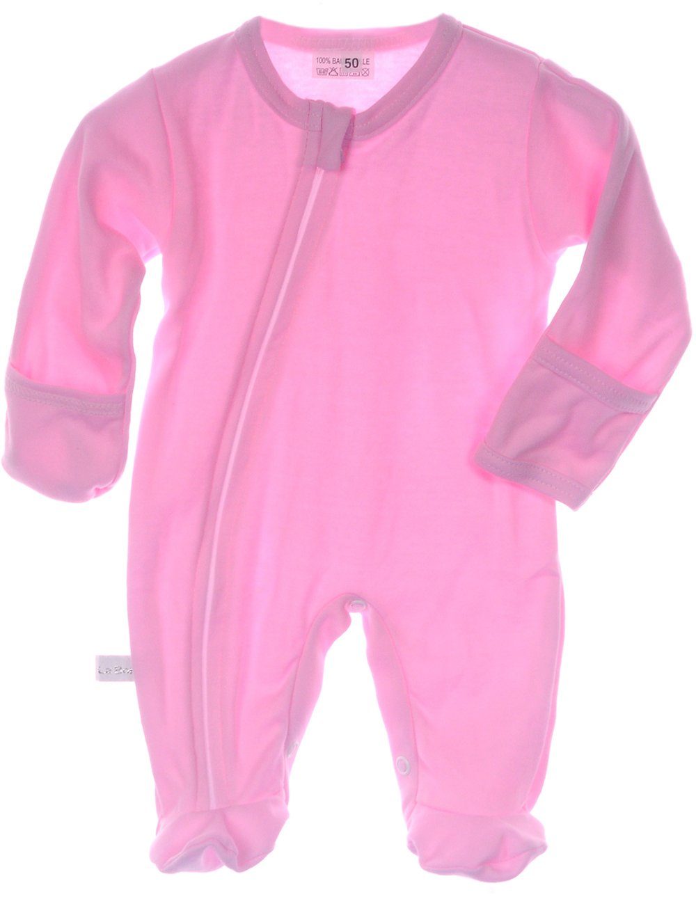 Strampler Schlafstrampler Overall Baby Schlafanzug in Rosa mit Kratzschutz