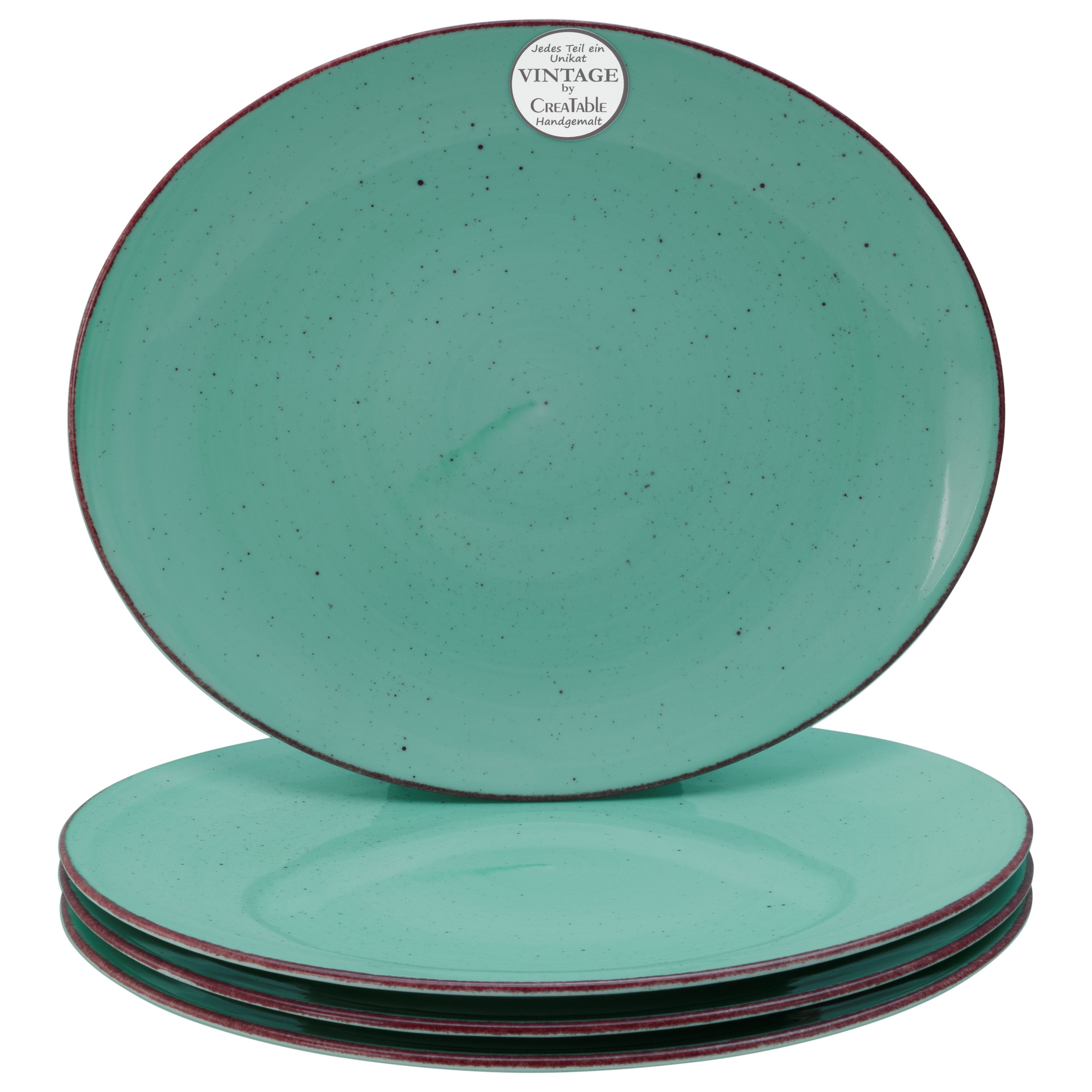 CreaTable Steakteller Vintage Nature, Teller Set, 4-tlg., (4 St), Naturverbundenes Design, Vielseitig einsetzbar