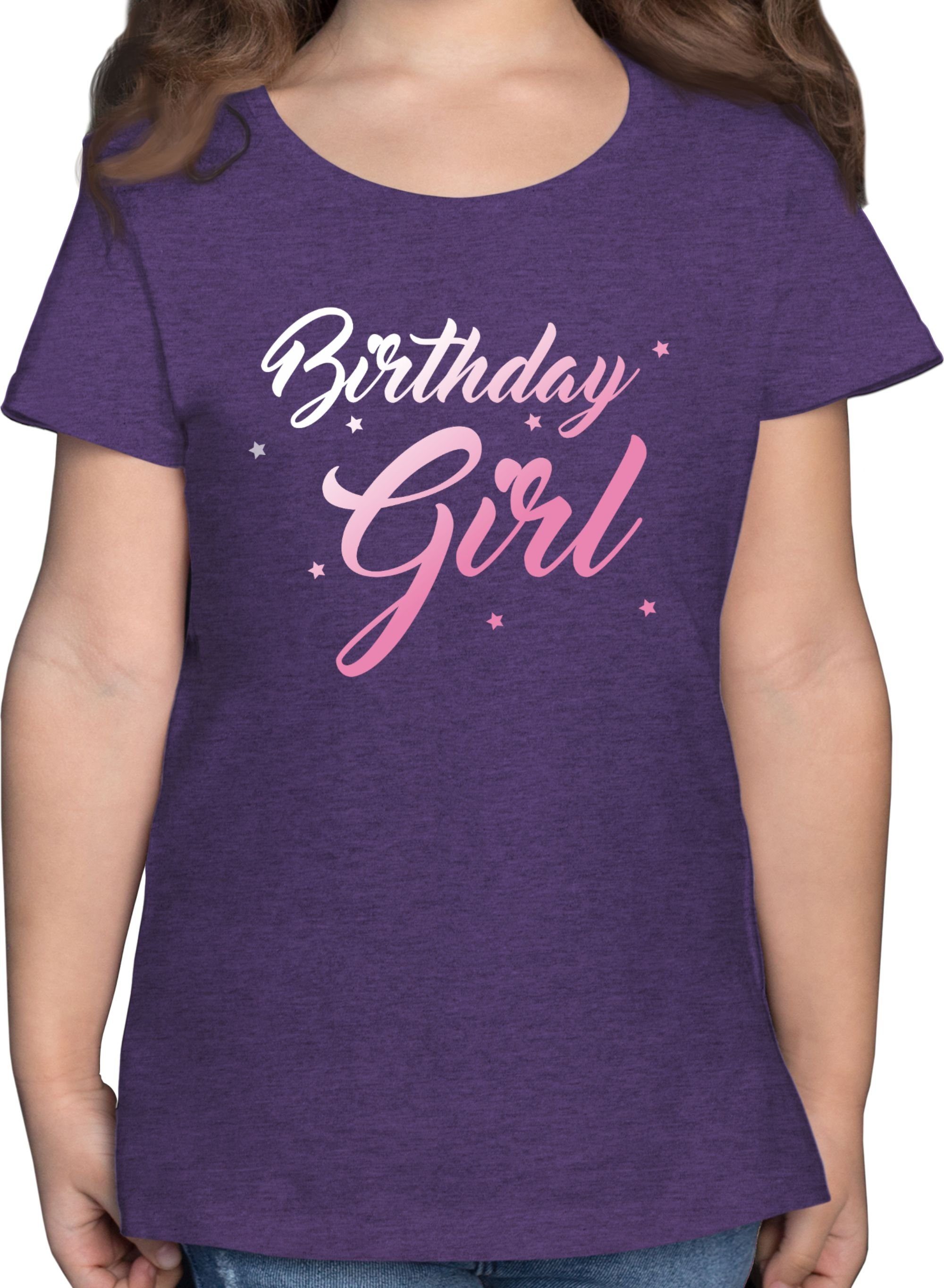 Girl Lila 3 Geschenk Birthday Kinder Geburtstag T-Shirt Meliert Shirtracer