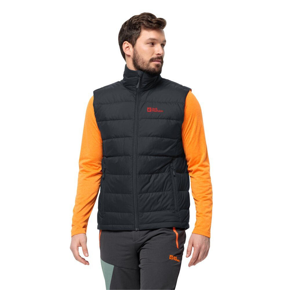 Jack Wolfskin Daunenweste Ather Down Vest (winddicht, wasserabweisend) phantomgrau Herren