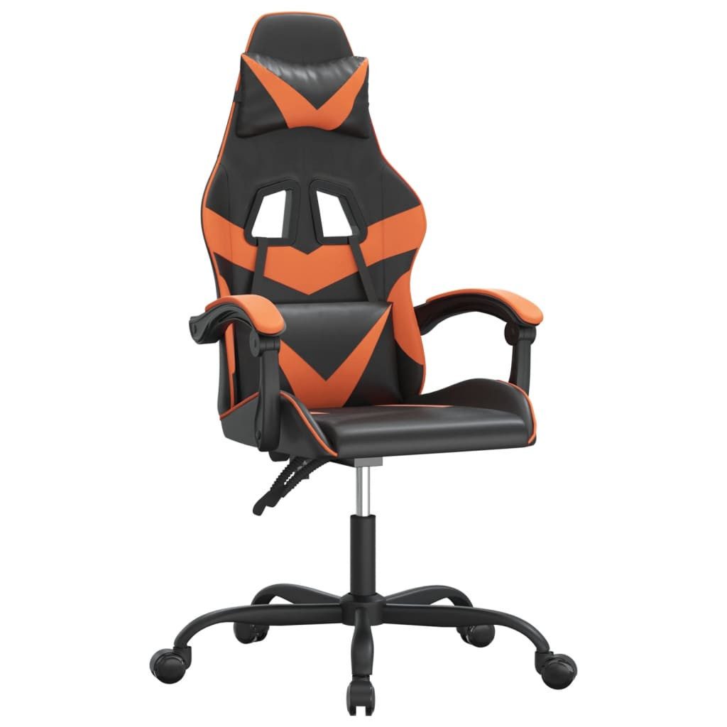 furnicato Gaming-Stuhl Schwarz Orange 57,5x59,5x(121-131) cm mit Kunstleder (1 St), Verstellbarer Spielstuhl mit Liegefunktion und 360-Grad-Drehfunktion