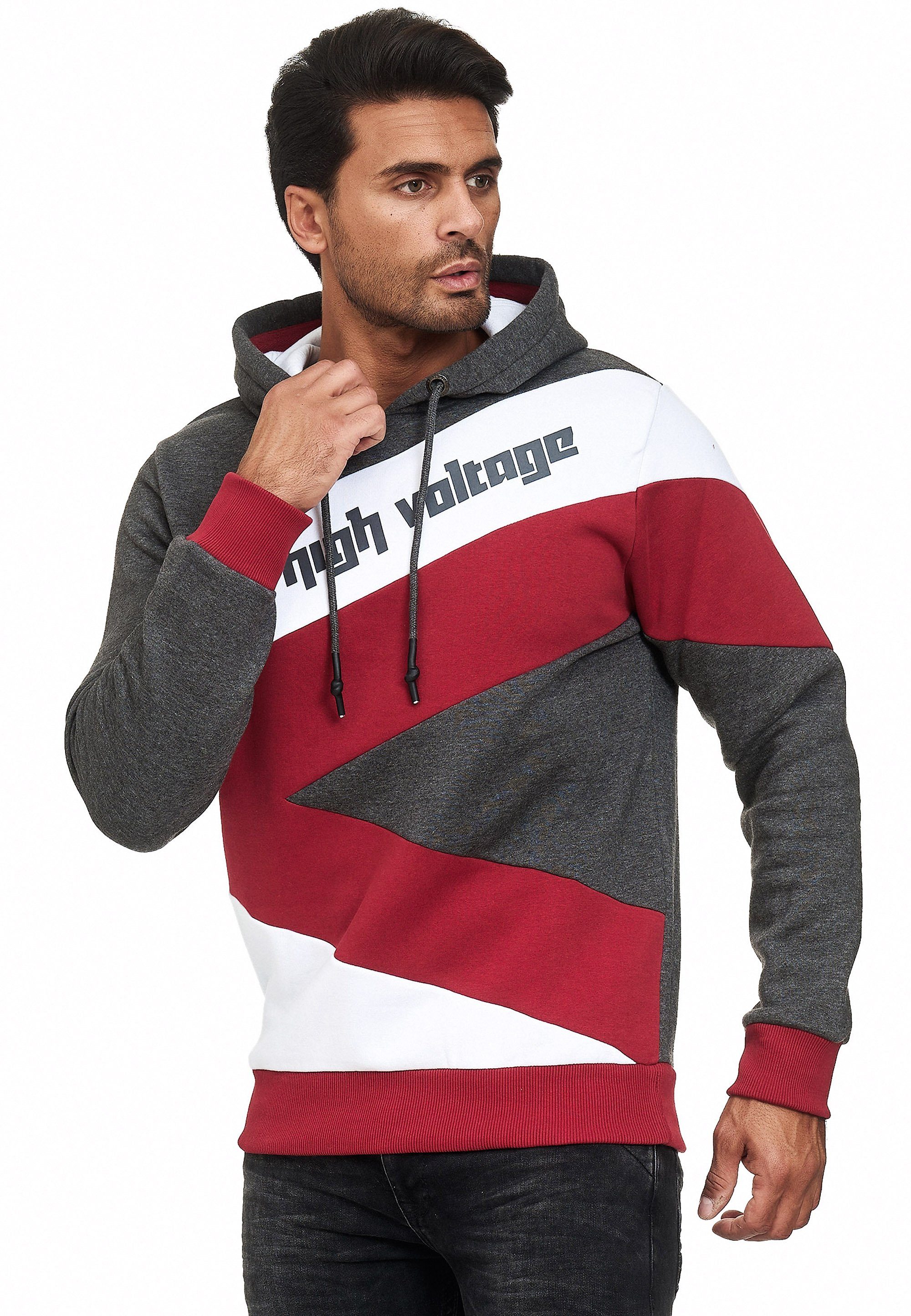 Rusty Neal Kapuzensweatshirt in sportlichem Design anthrazit-weiß