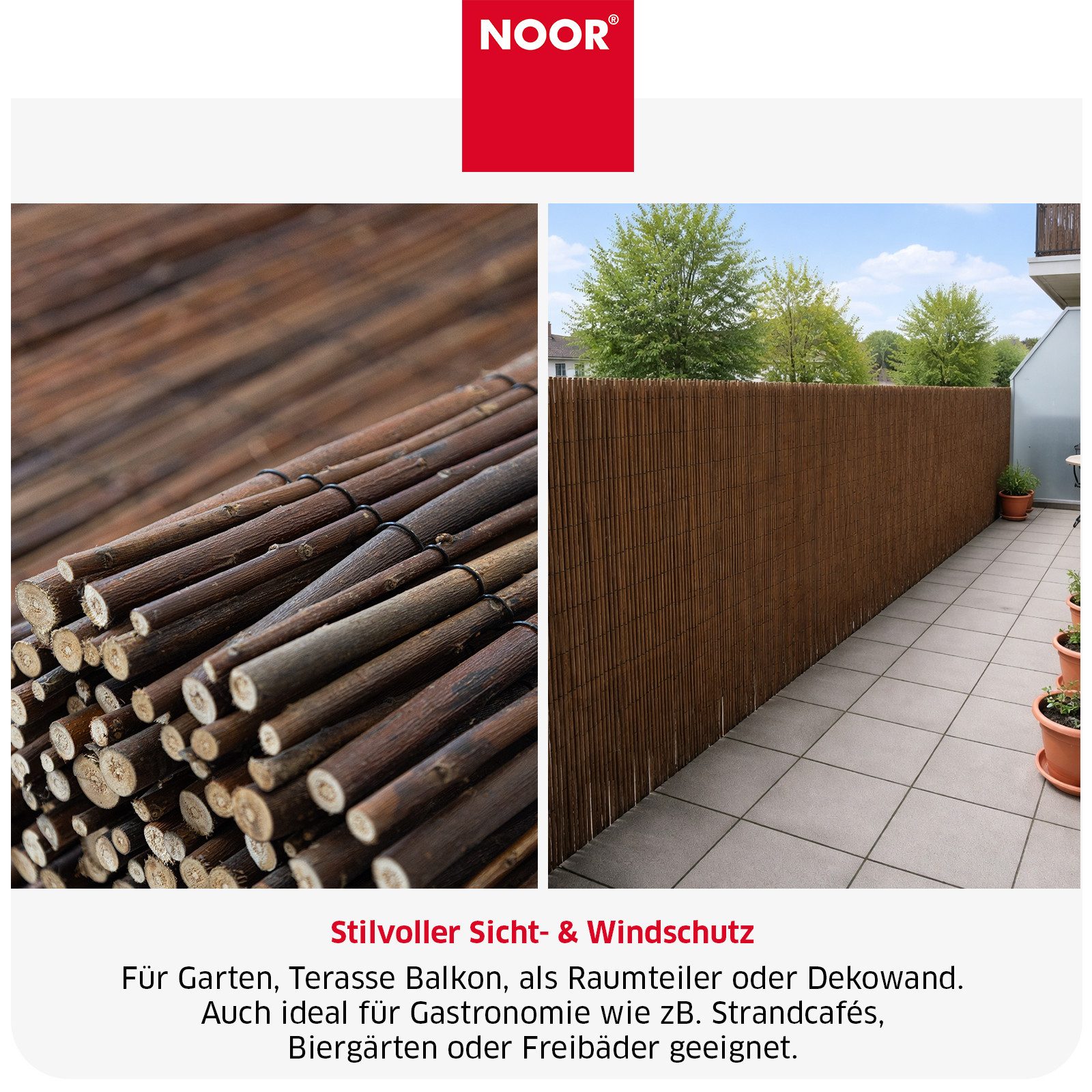 NOOR Sichtschutzzaunmatten Weidenmatte DELUXE - naturnaher Sichtschutz – Bild 2 von 5