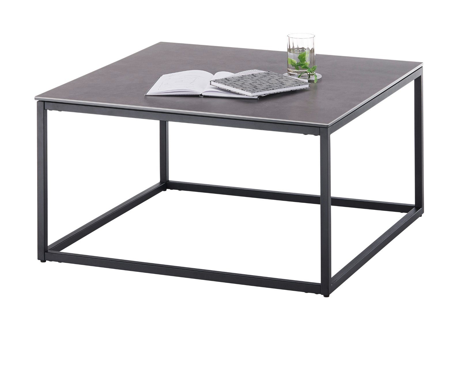 MCA furniture Couchtisch Varna (Wohnzimmertisch mit Keramik Tischplatte, 75x75 oder 100x60 cm), mit Metallgestell