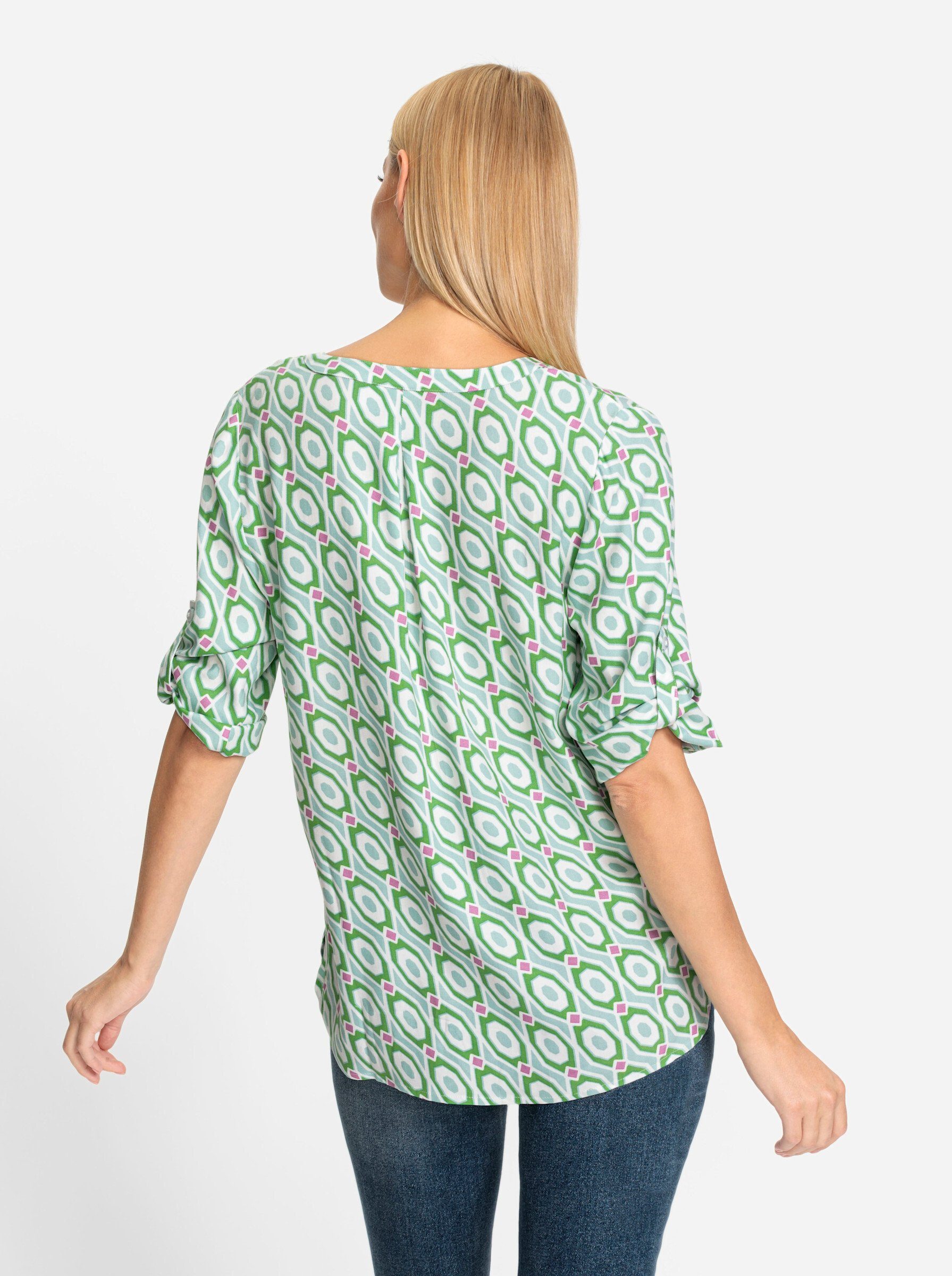 ecru-mint-bedruckt Bluse heine Klassische