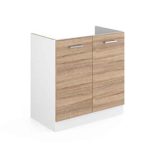 Vicco Spülenunterschrank Küchenunterschrank R-Line 80 cm Weiß Sonoma