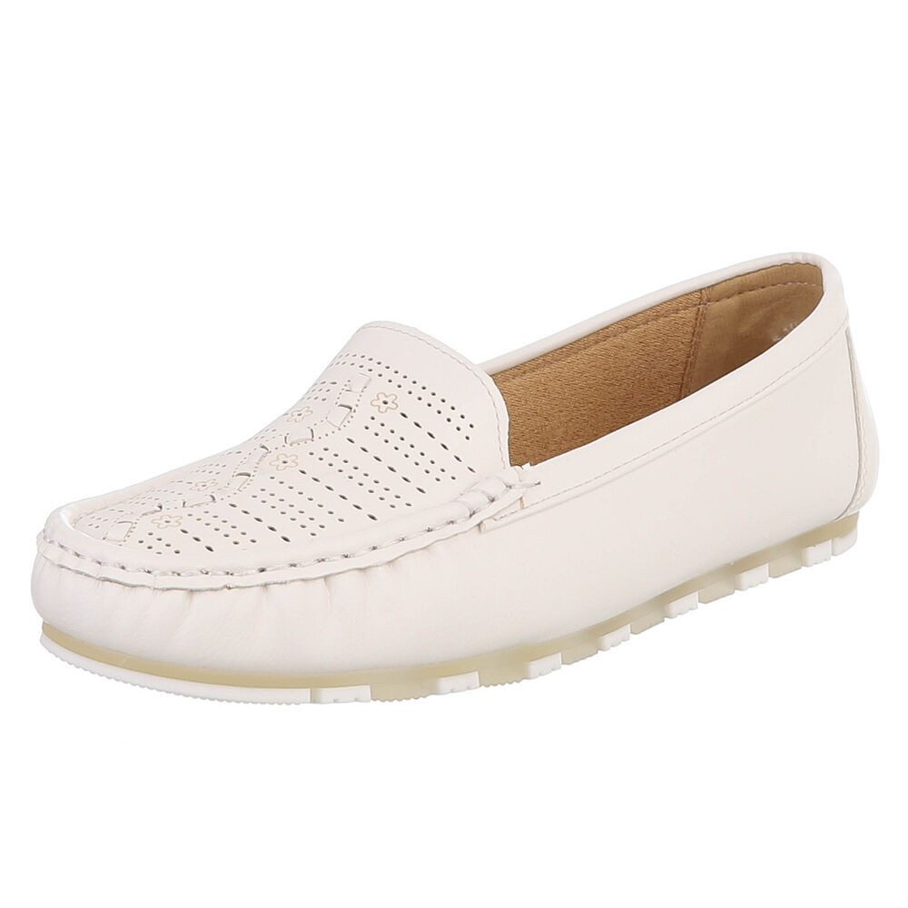 Ital-Design Damen Slipper mit erhöhtem Tragekomfort und Luftdurchlässigkeit Slipper (91512543) Flach Mokassins in Weiß