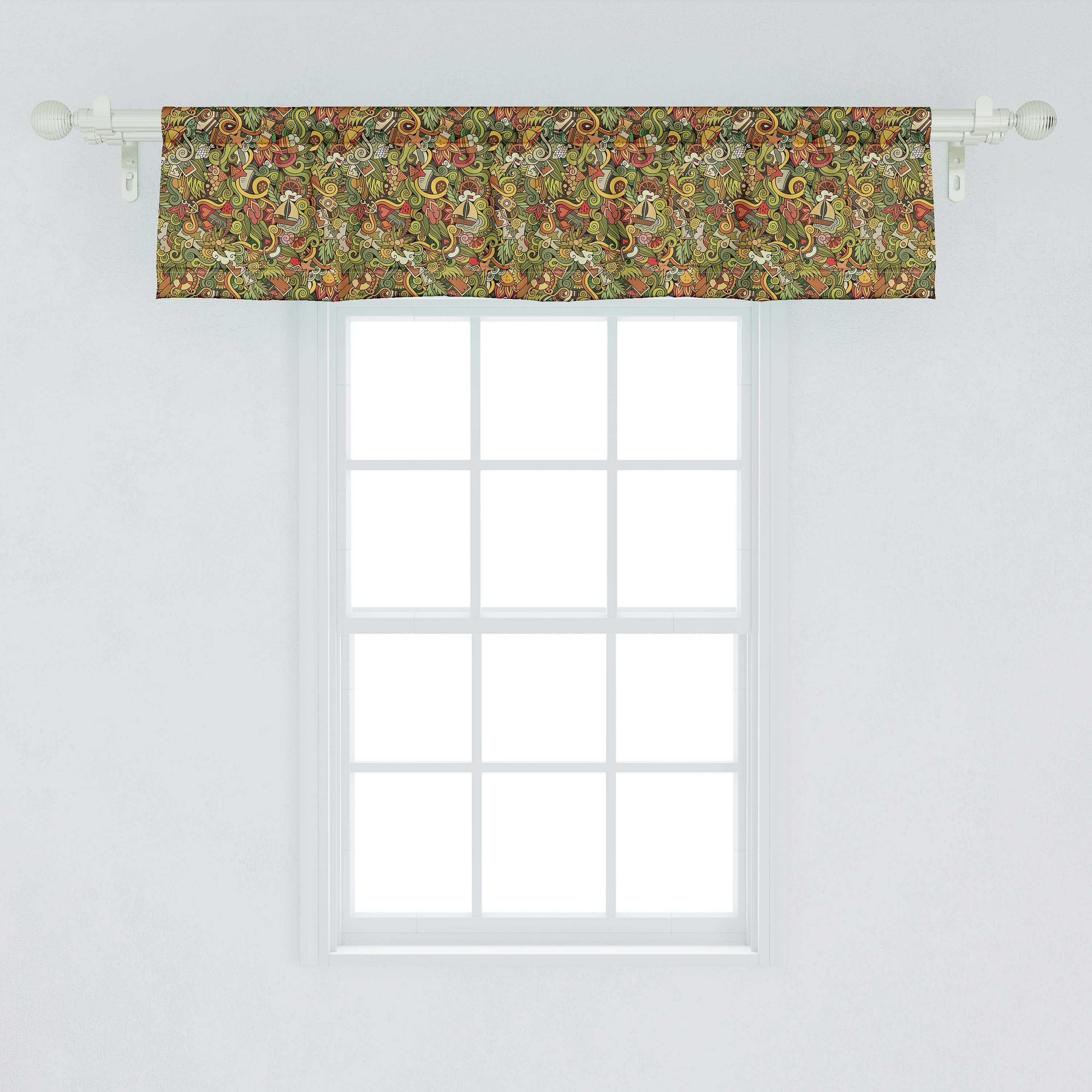 Scheibengardine Vorhang Marine für Abakuhaus, und mit Schlafzimmer Blumenmotive Küche Volant Dekor Sommer Microfaser, Stangentasche