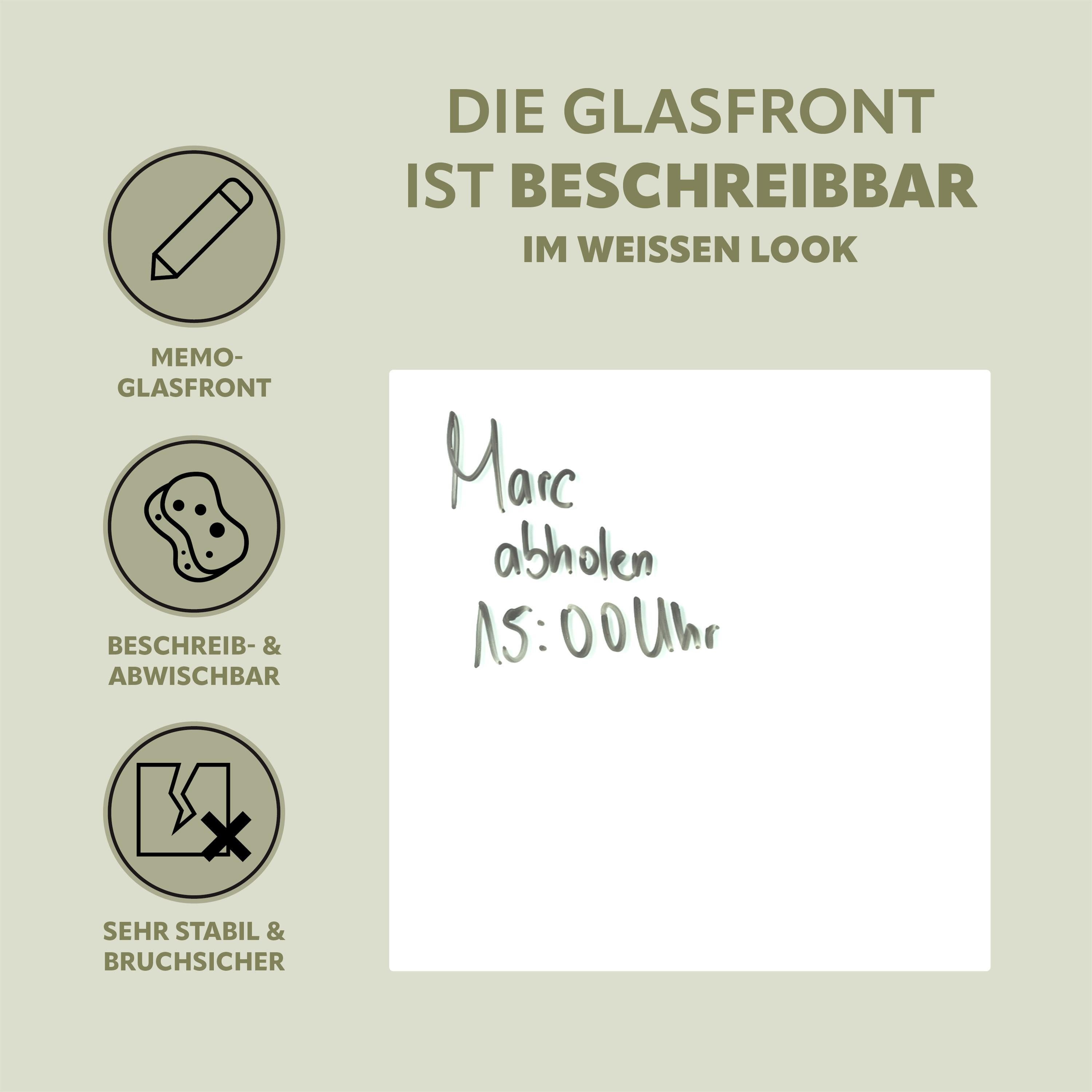 bremermann Schlüsselkasten Schlüsselkasten XL weiße Glasfront, 13 Haken, Korpus Metall grau