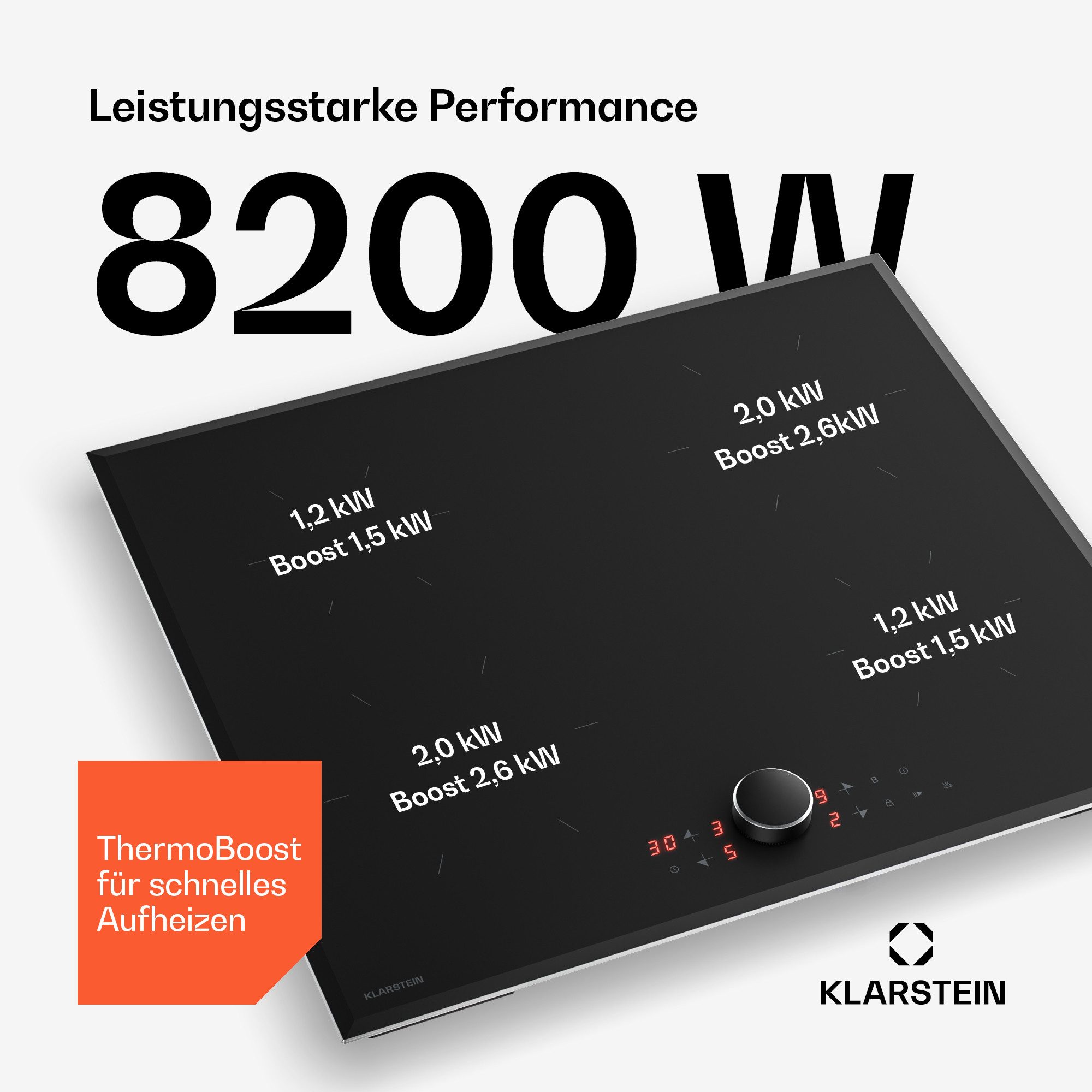 Klarstein Induktions-Kochfeld MagniChef 10047645, Induktionskochfeld 4 Kochzonen Modern & Innovativ 8200 W 60 cm – Bild 4 von 5