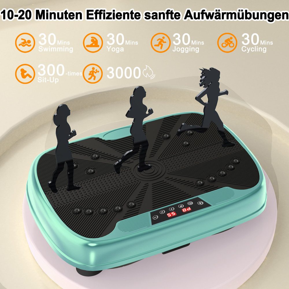 BBG Vibrationsplatte Vibrationsplatten,Trainingsgerät Ganzkörper Fitnessplattform, 200 W, mit Widerstandsbändern Geschwindigkeitskontrolle leise kompakt