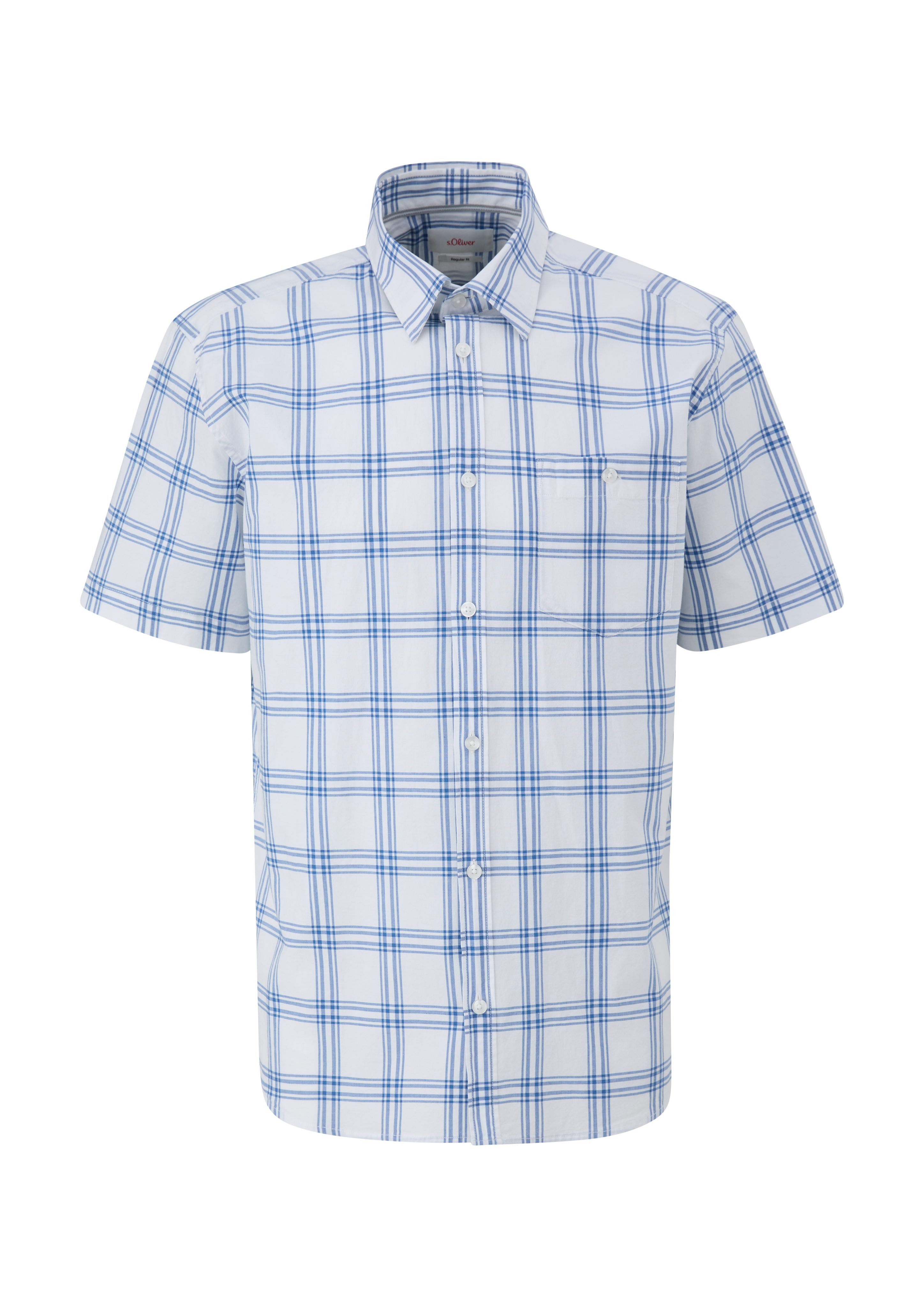 s.Oliver aus Regular: Baumwollstretch Kariertes Kurzarmhemd Hemd hellblau