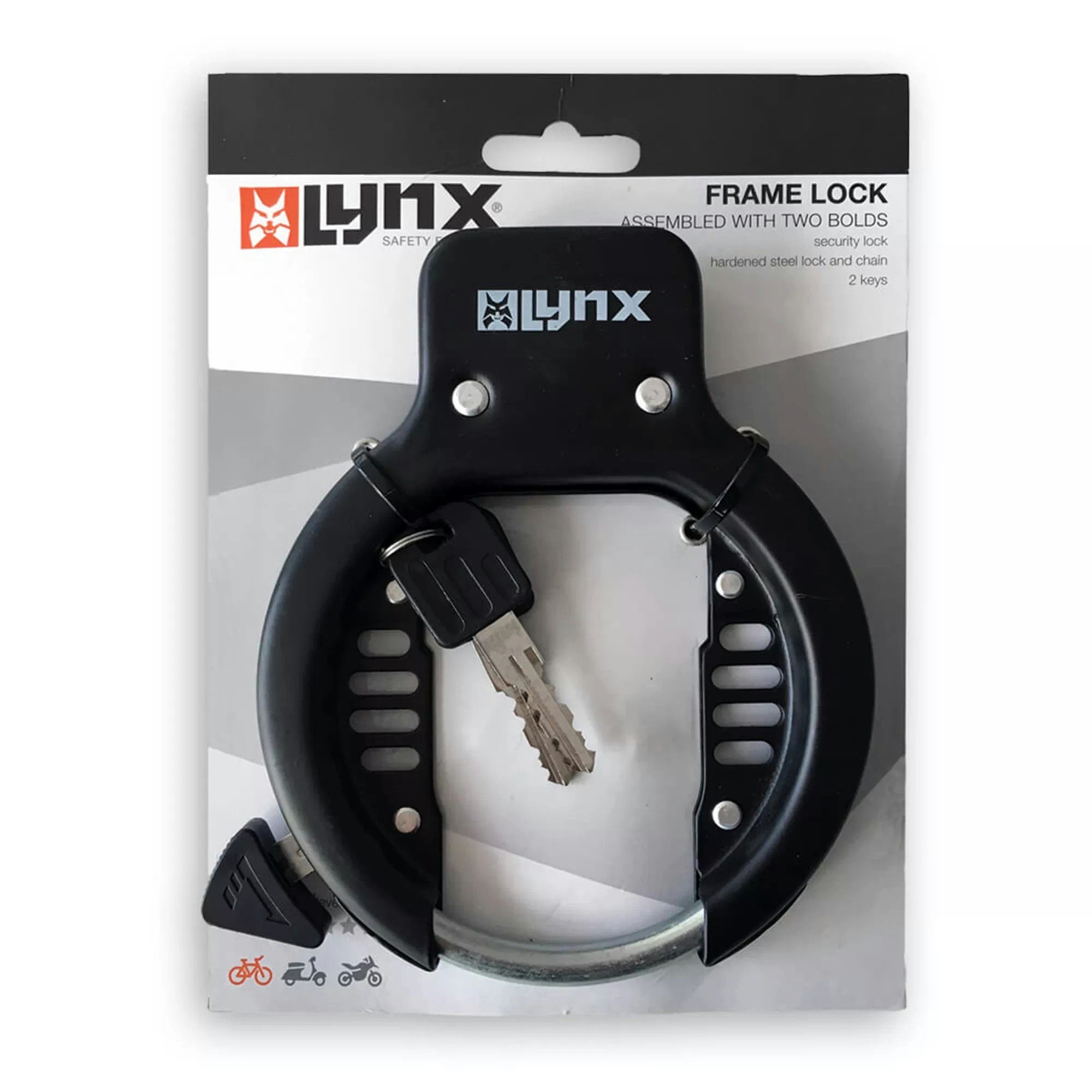 lynx Rahmenschloss Fahrradschloss Rahmenschloss56mm breite Öffnung 2 Schlüssel schwarz