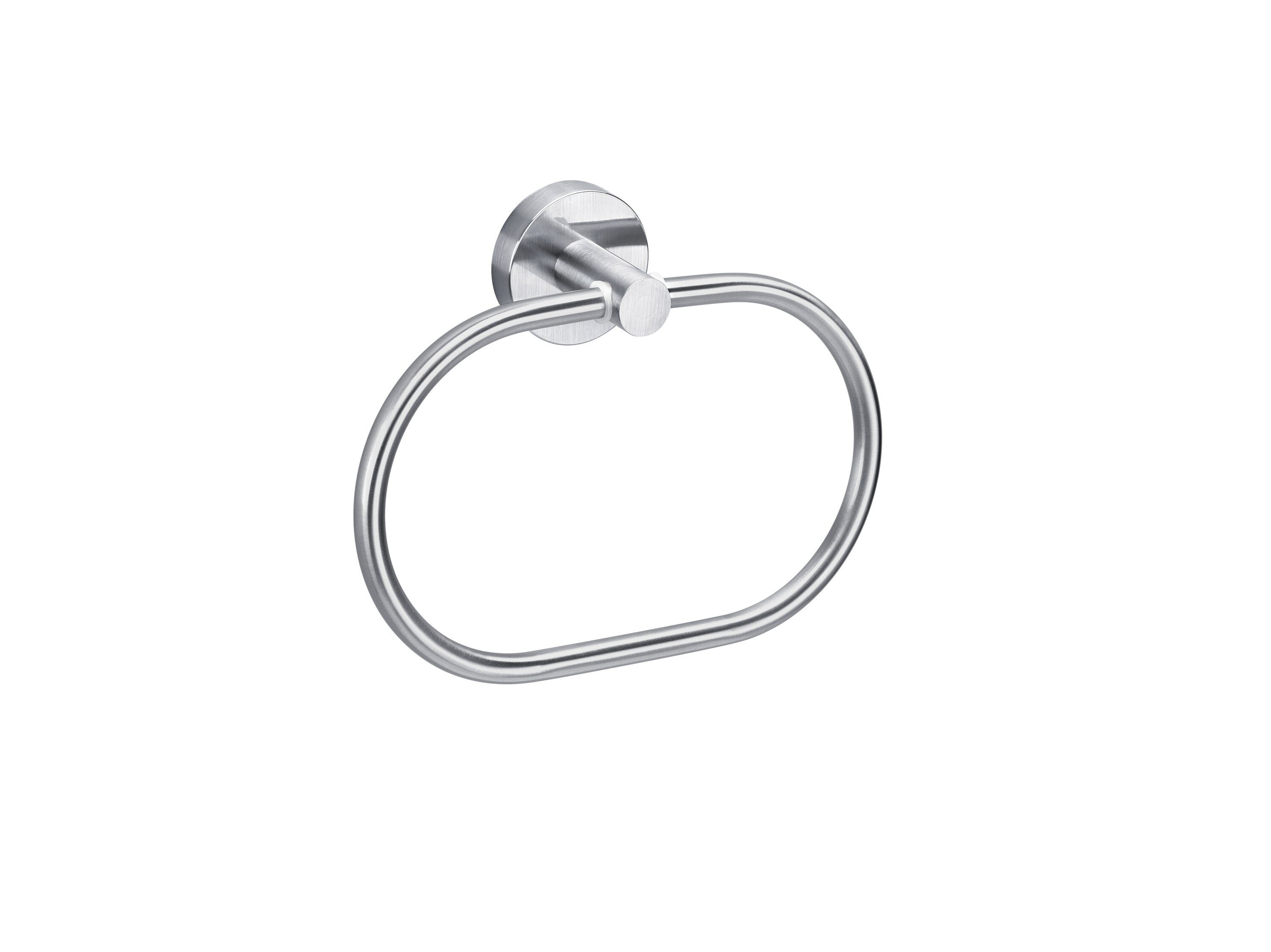 tesa Handtuchring MOON Hantuchring ohne Bohren - 12,5 cm : 18,5 cm : 5,0 cm, selbstklebender Handtuchhalter - Edelstahl - silber matt